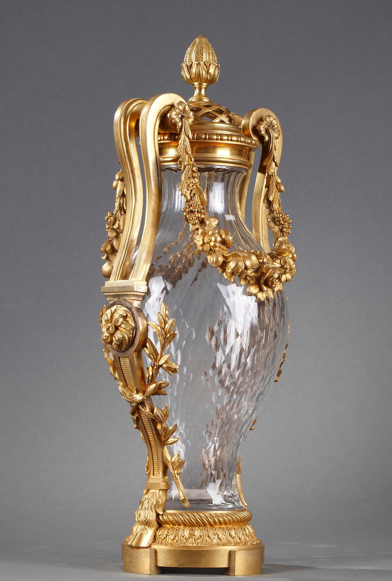 French Four Baccarat Crystal Vases, by H. Vian ; H.Dasson & Baccarat, France, C. 1880 For Sale