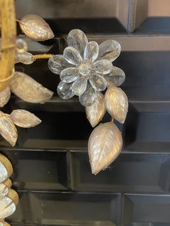 Set of Four Baguès Wall Sconces, Gilded Iron, Floral Design, 1920