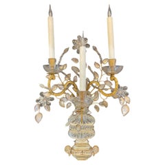 Set of Four Baguès Wall Sconces, Gilded Iron, Floral Design, 1920