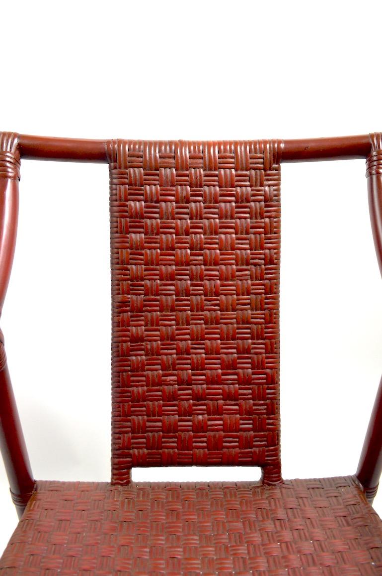 Set of Four Bamboo and Wicker Armchairs after Parzinger In Good Condition For Sale In New York, NY