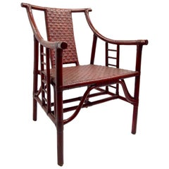 Set of Four Bamboo and Wicker Armchairs after Parzinger