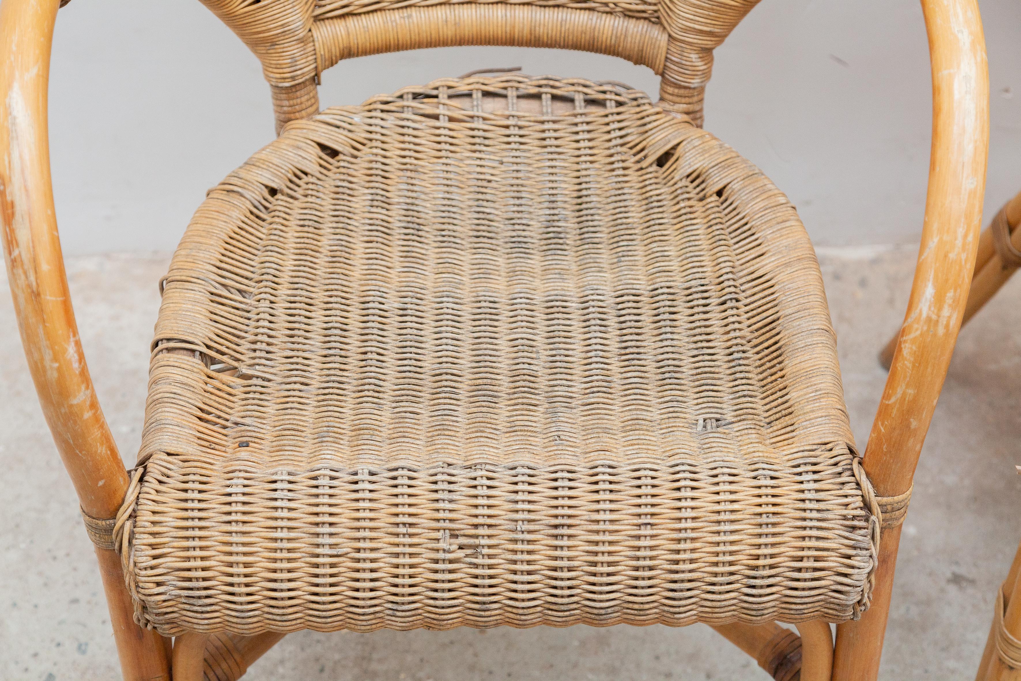 Set of Four Bamboo Arm Chairs In Good Condition In Antwerp, BE