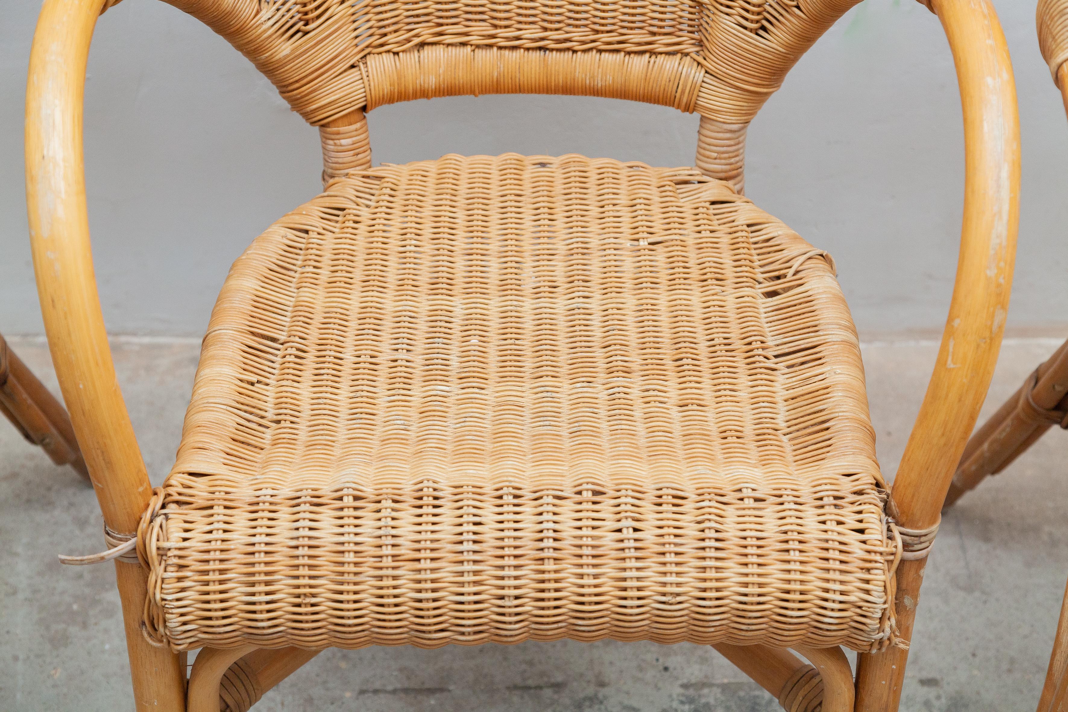 Late 20th Century Set of Four Bamboo Arm Chairs