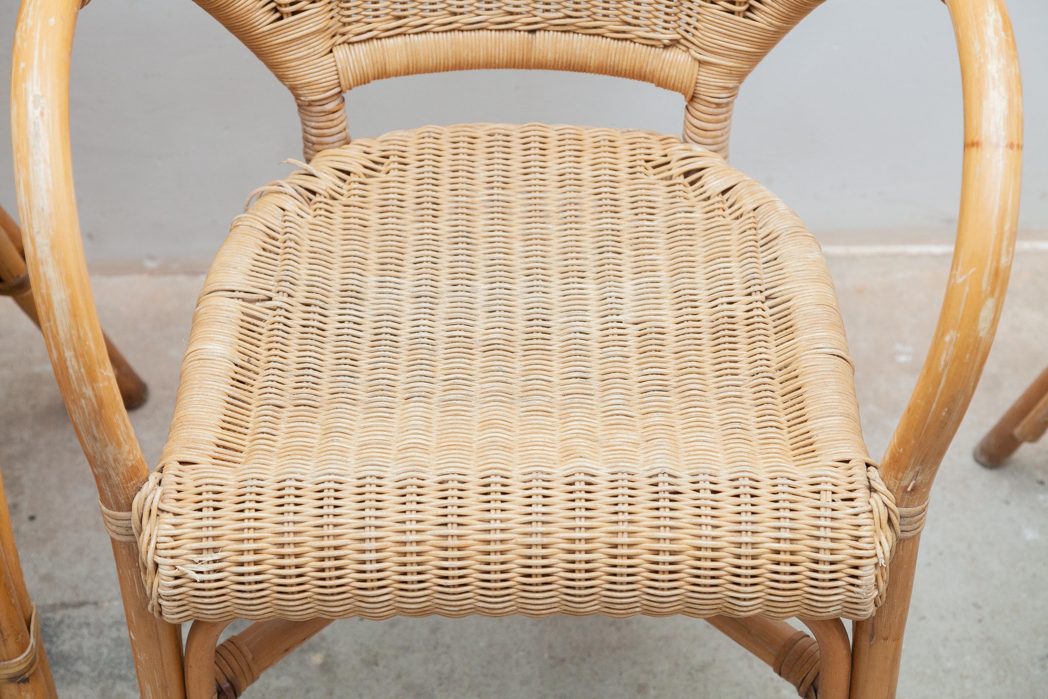 Set of Four Bamboo Arm Chairs 1