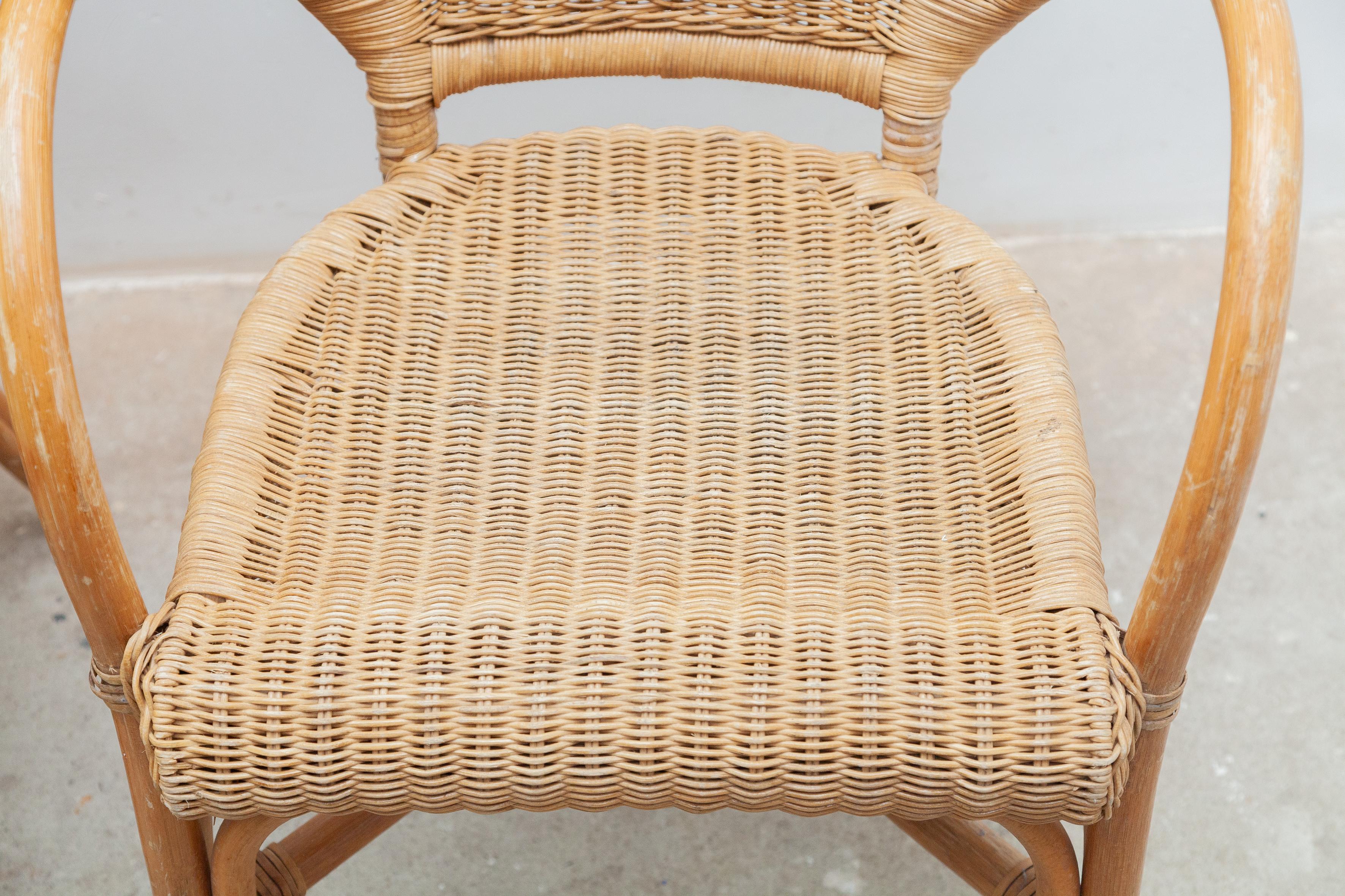 Set of Four Bamboo Arm Chairs 2