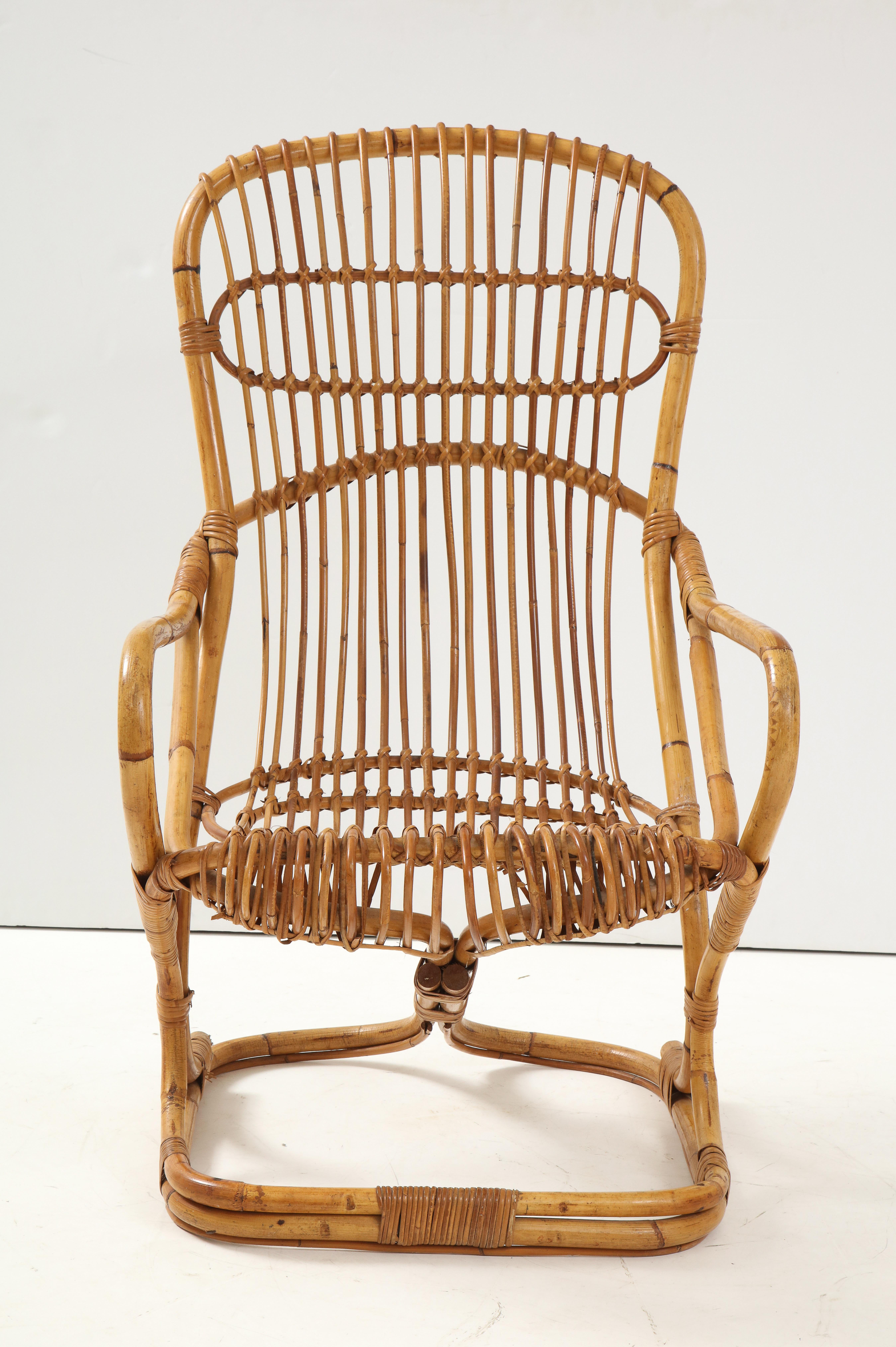 Tito Agnoli Set of Four Bamboo Armchairs and Table, Bonacina, Italy 1960 For Sale 2