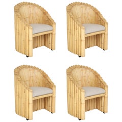 Set of Four Bamboo Armchairs