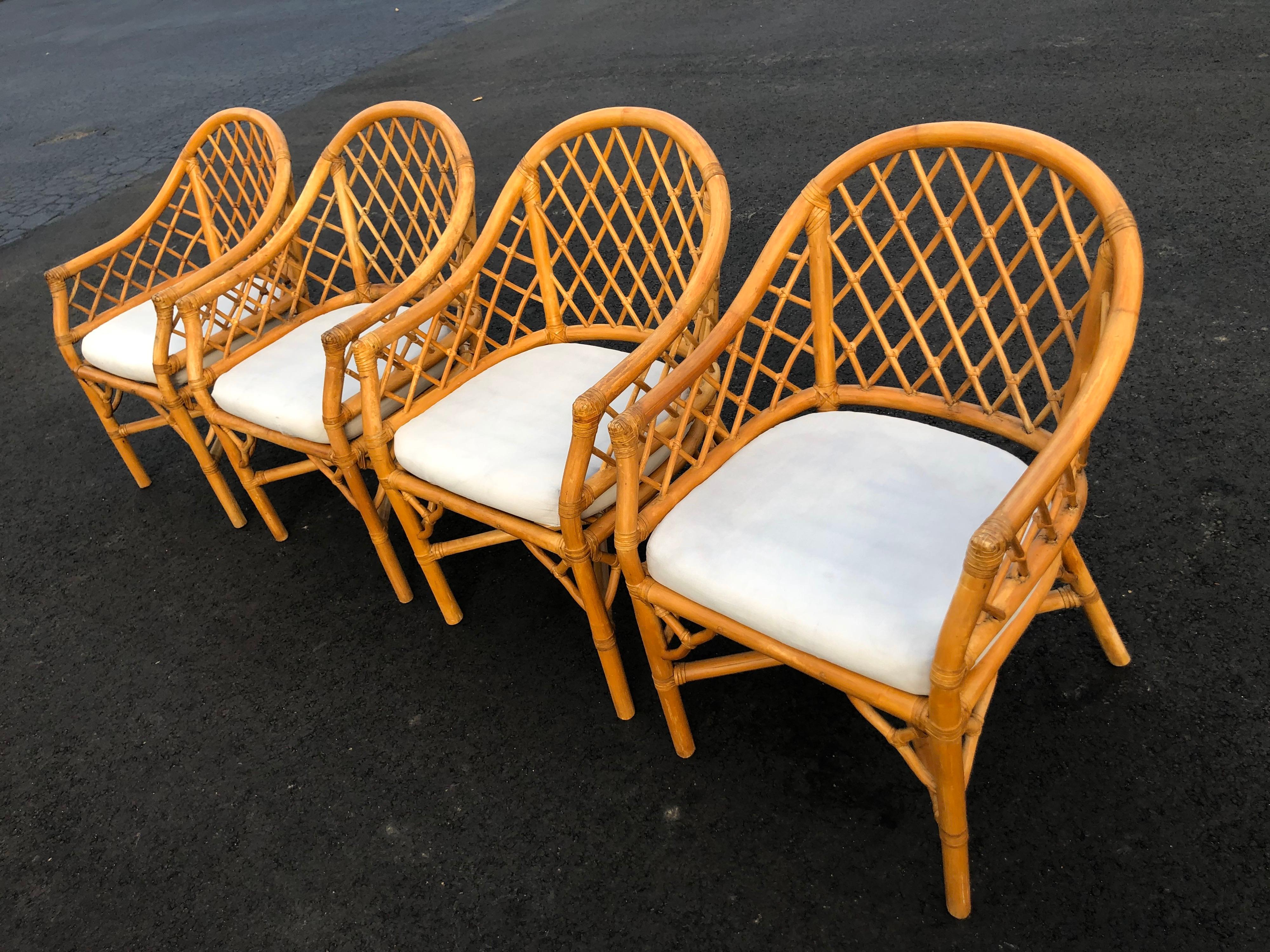 Set of Four Bamboo Chairs in the Style of of McGuire 4