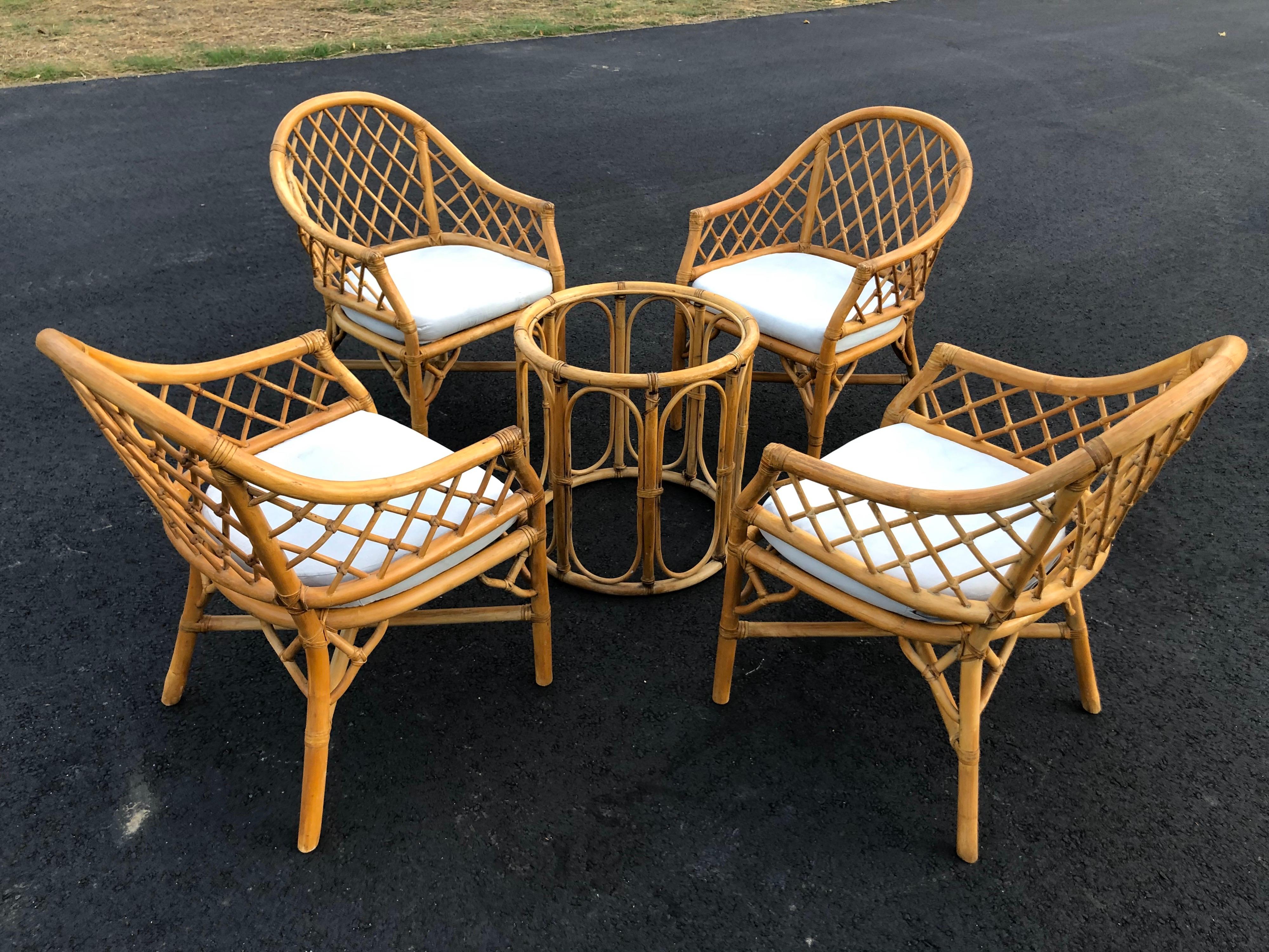 Set of Four Bamboo Chairs in the Style of of McGuire 5