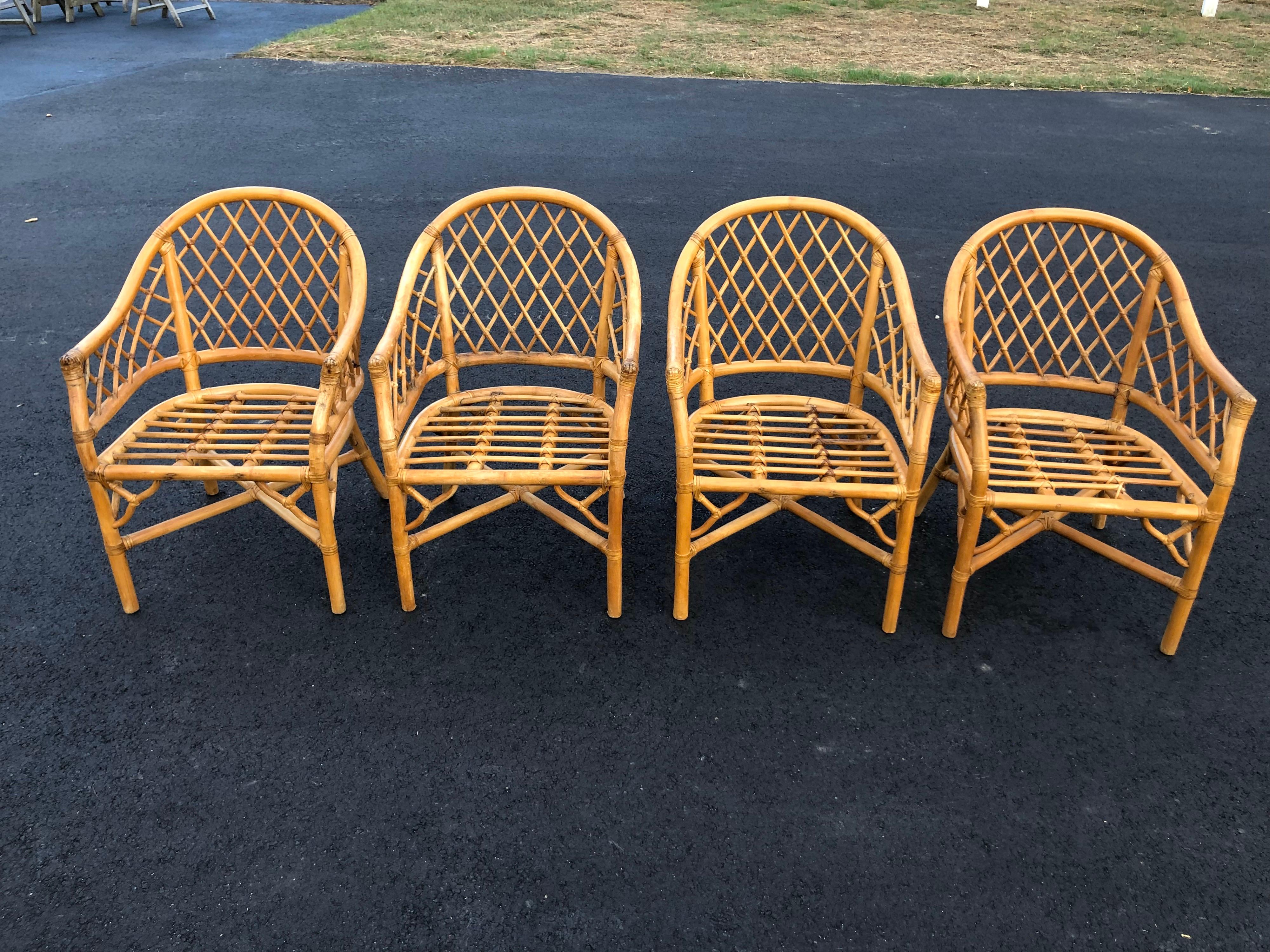 Set of Four Bamboo Chairs in the Style of of McGuire 6