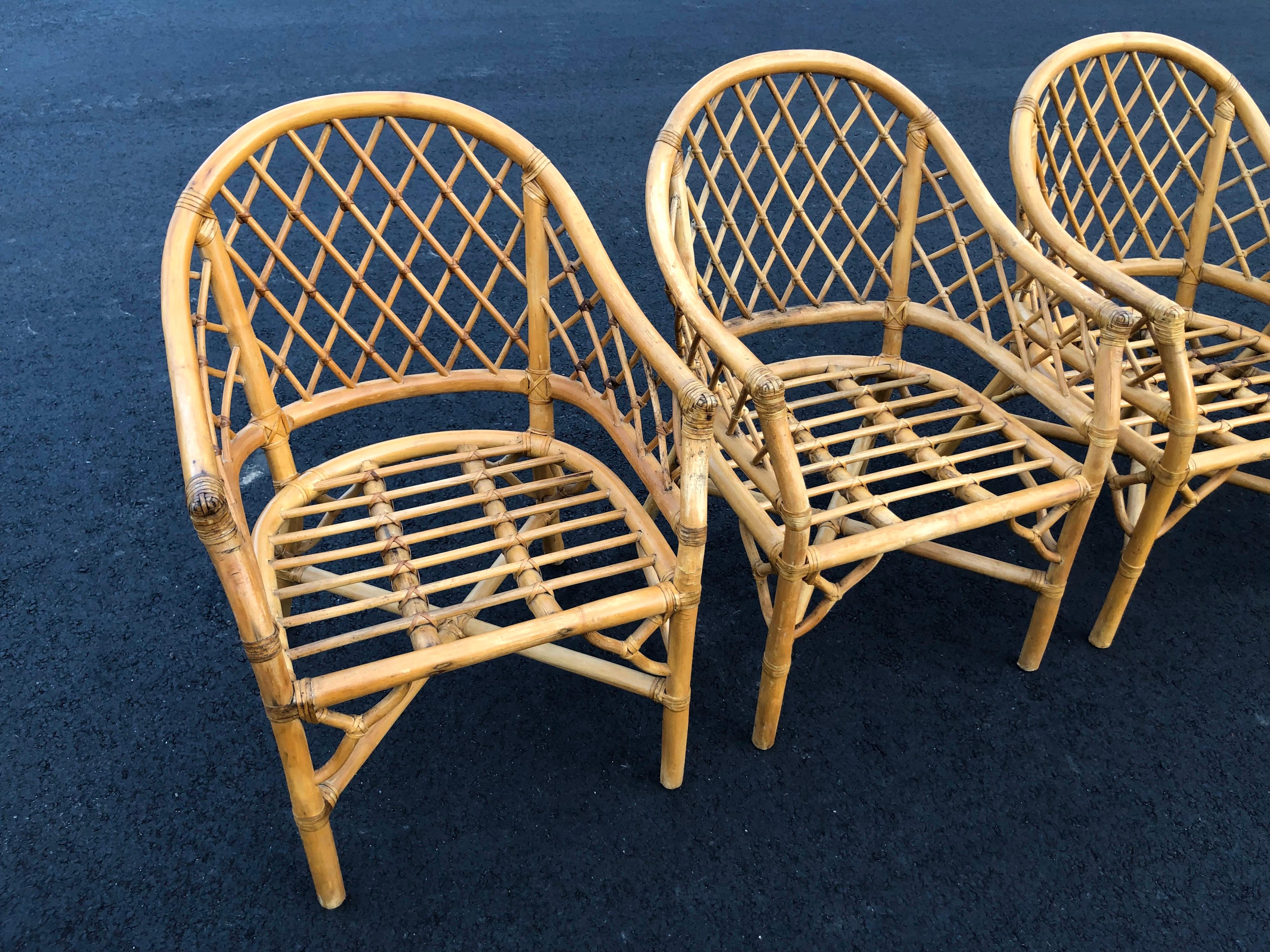 Set of Four Bamboo Chairs in the Style of of McGuire 7