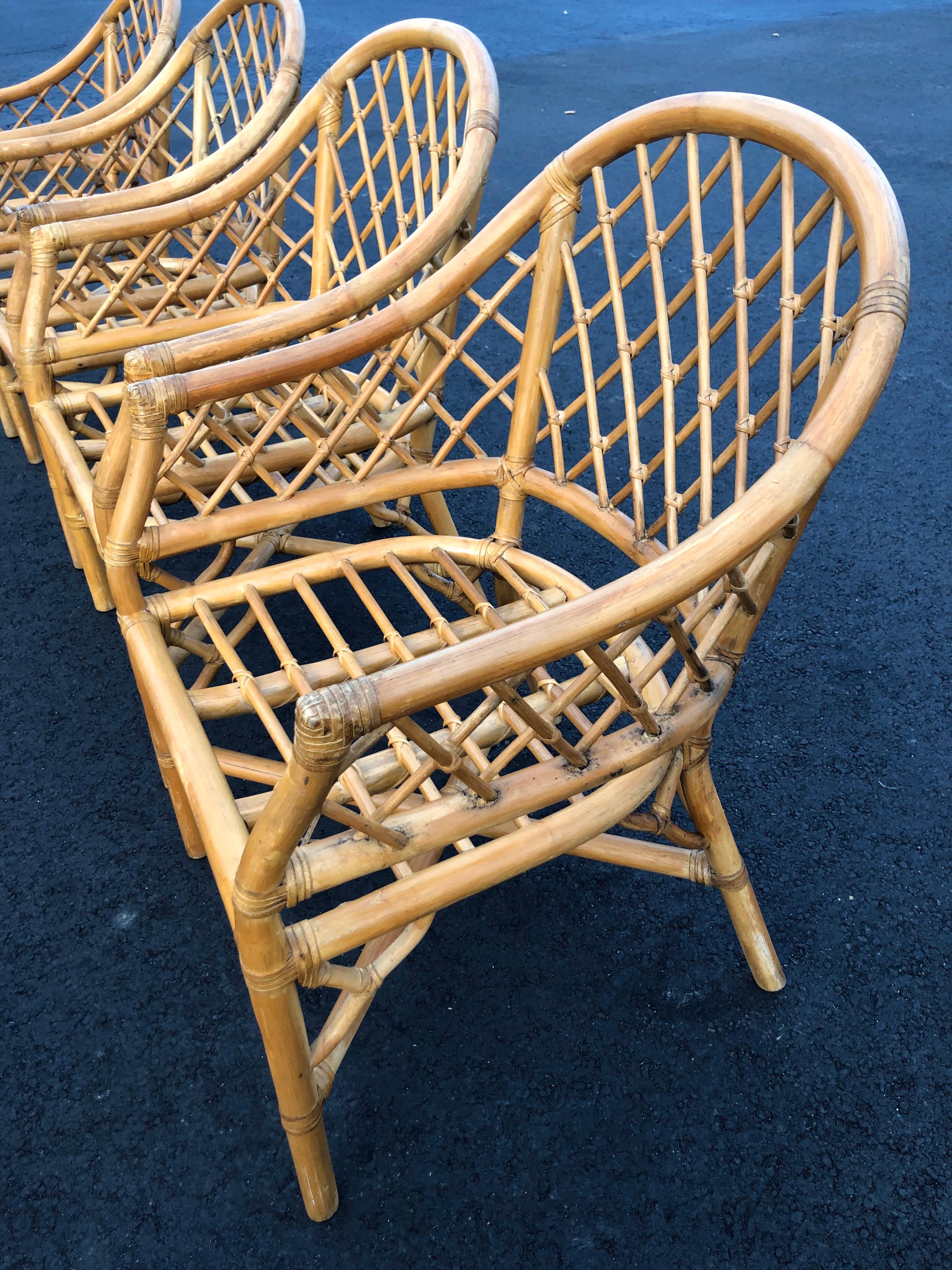 Set of Four Bamboo Chairs in the Style of of McGuire 10