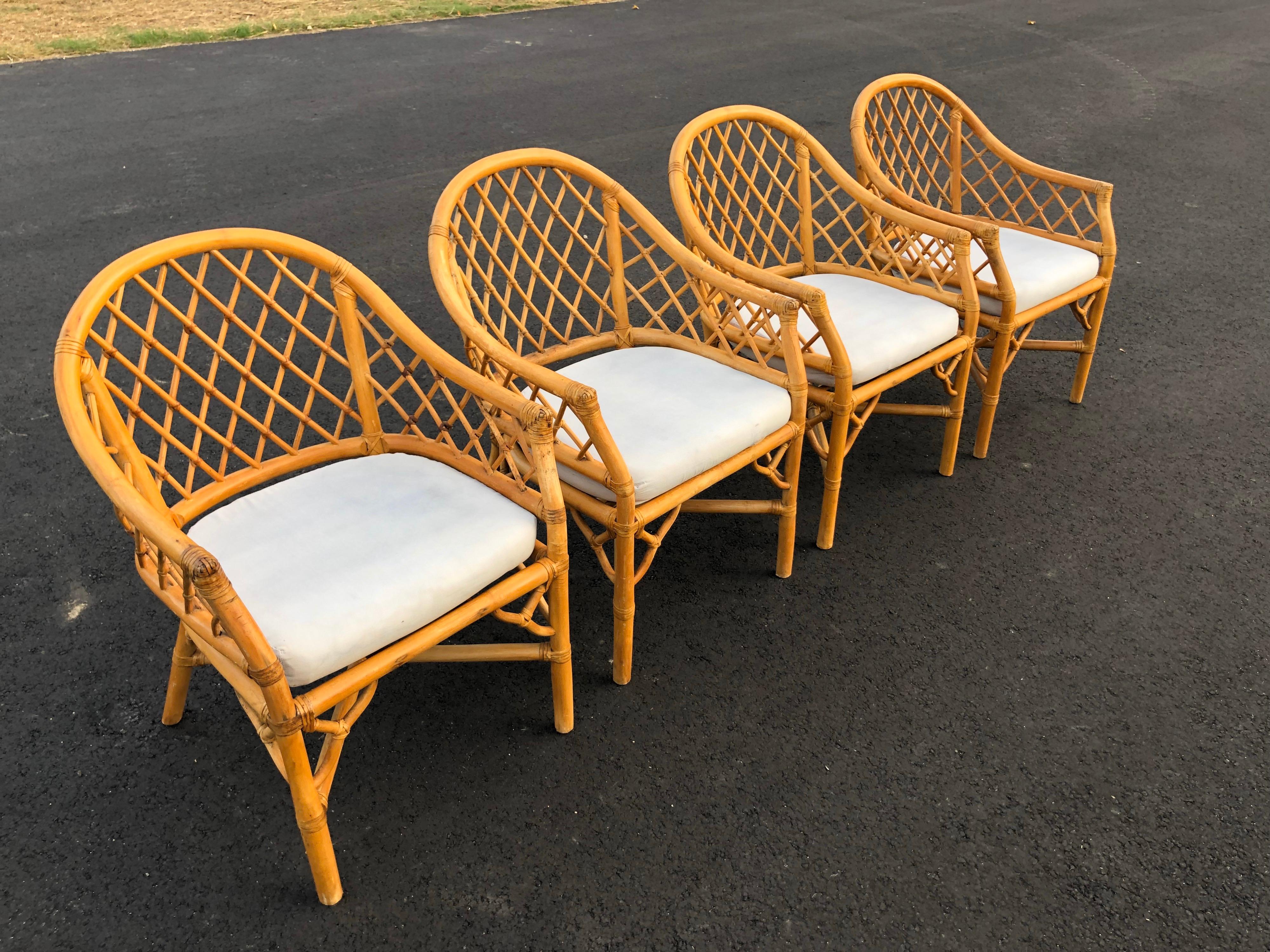 Set of Four Bamboo Chairs in the Style of of McGuire In Good Condition In Redding, CT