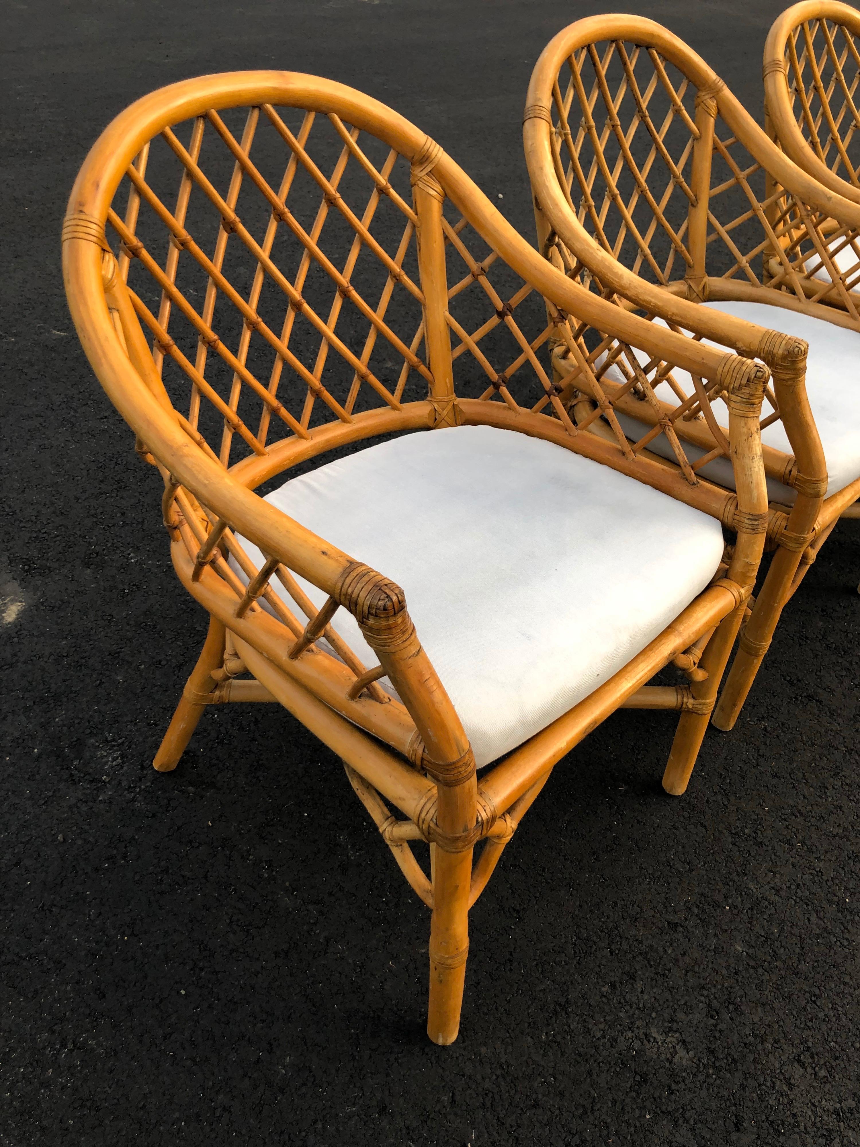 Set of Four Bamboo Chairs in the Style of of McGuire 1