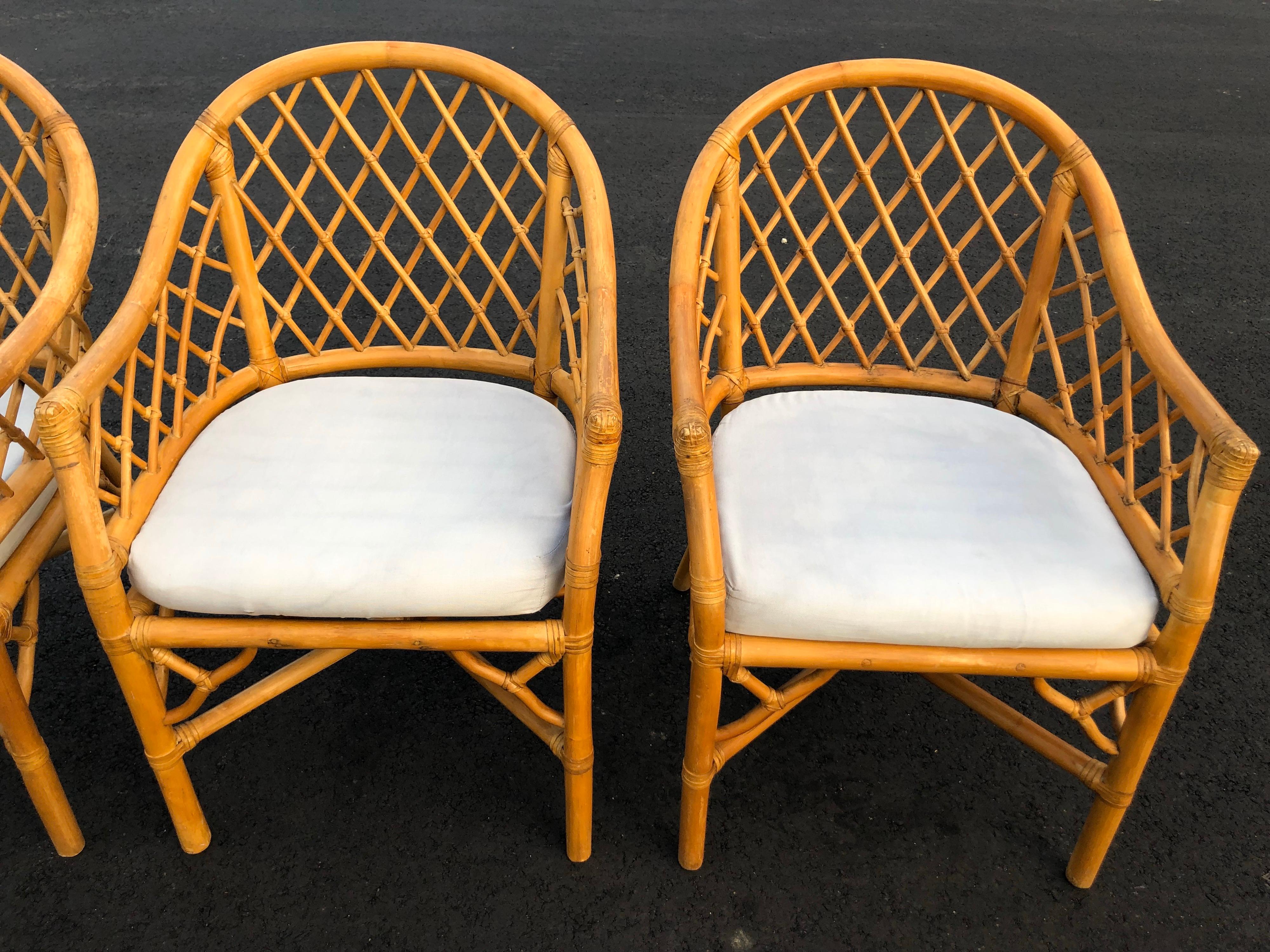 Set of Four Bamboo Chairs in the Style of of McGuire 2