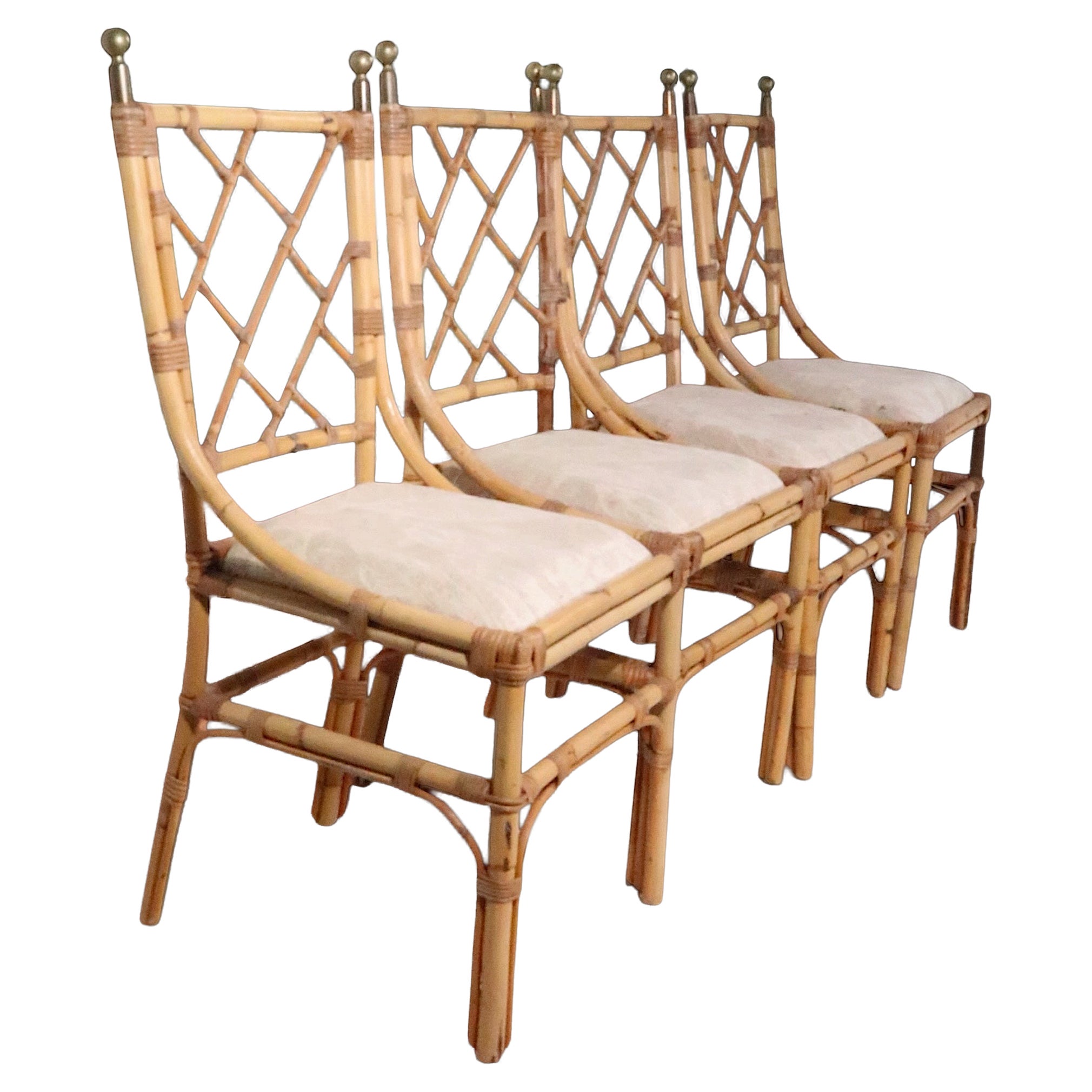 Set of Four Bamboo Chinese Chippendale Dining Chairs For Sale