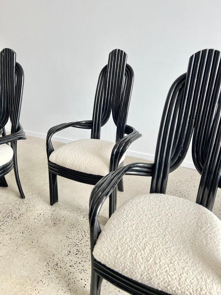 Olandese Set di quattro sedie da pranzo in bambù di Axel Einthoven per Rohe Noorwolde in vendita