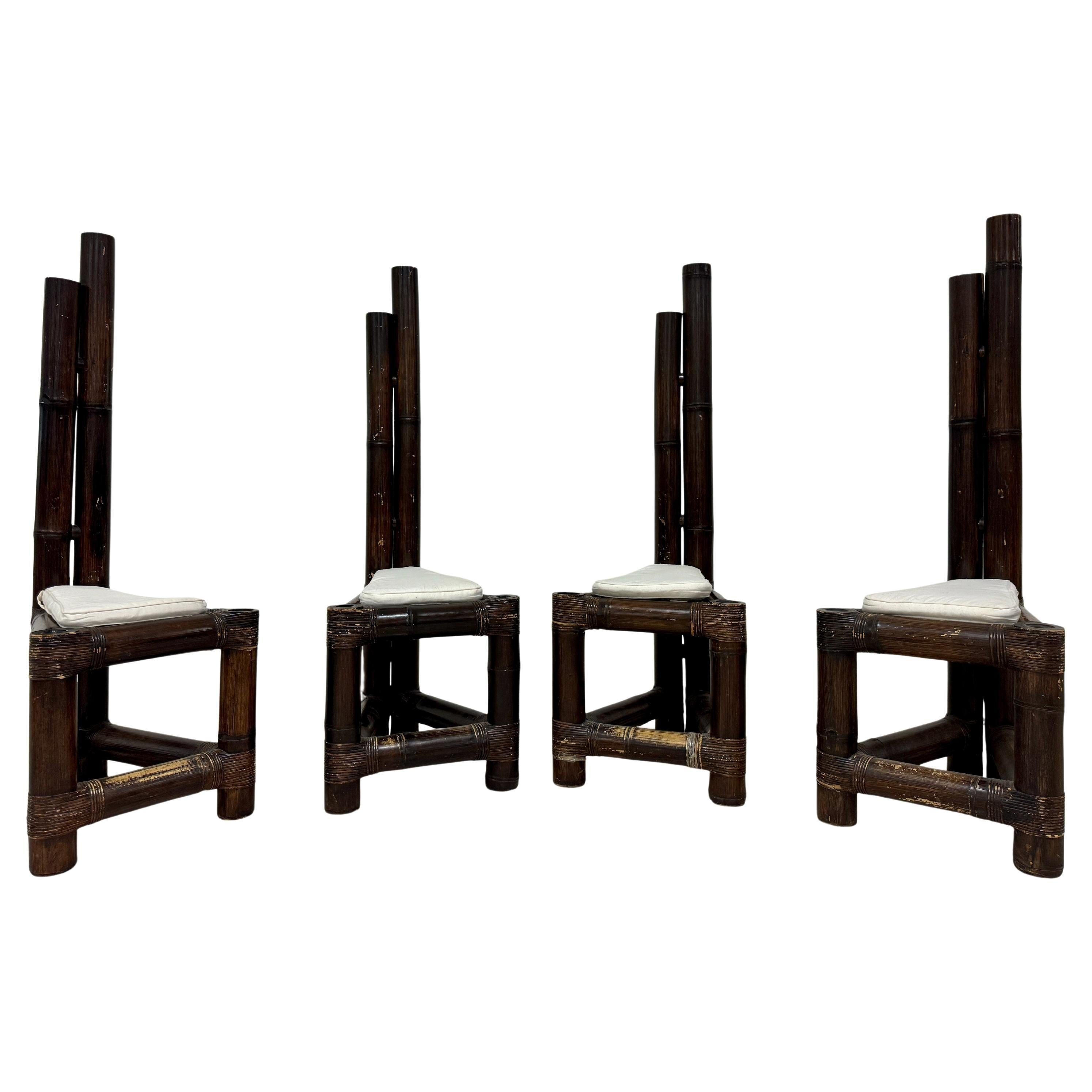 Set of Four Bamboo Dining Chairs