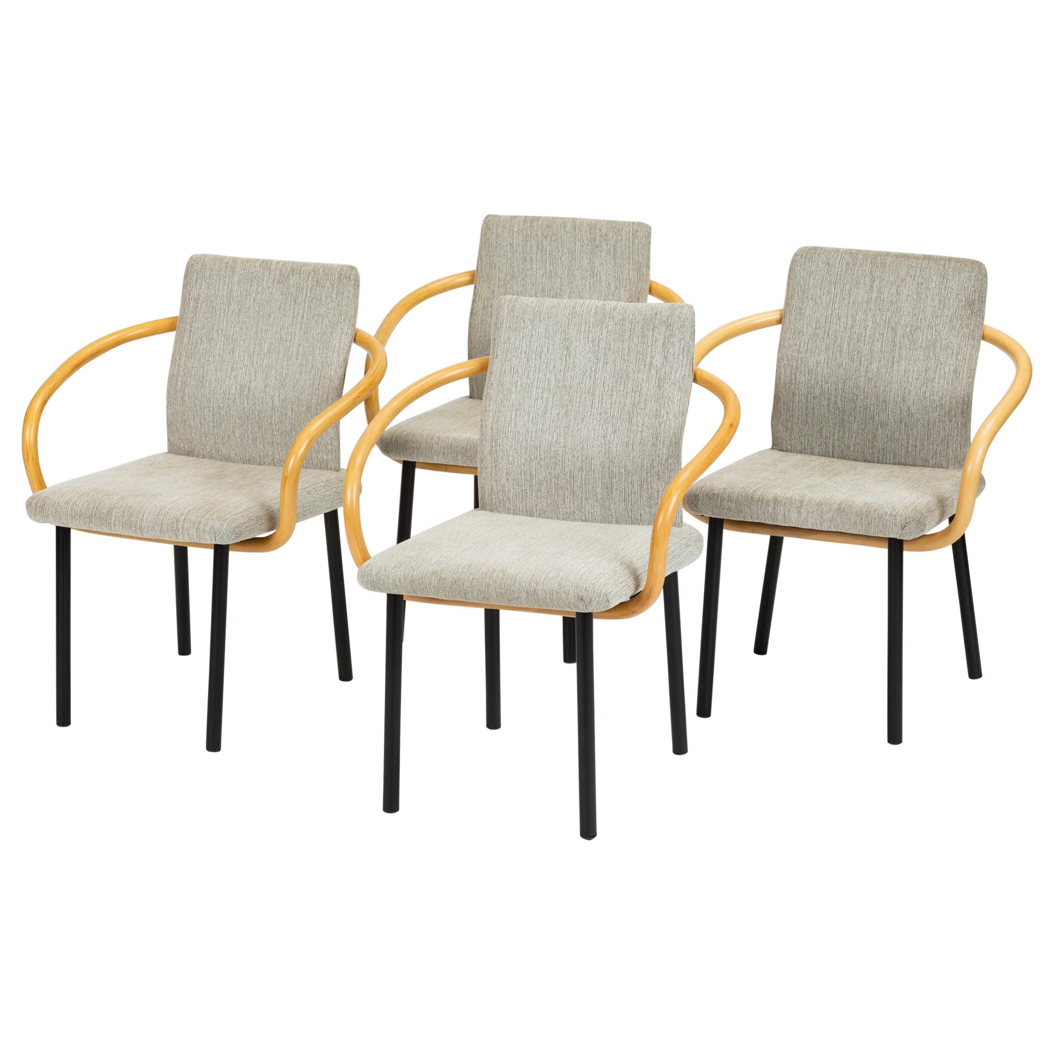 Set of Four of Ettore Sottsass for Knoll Bamboo Mandarin Chairs