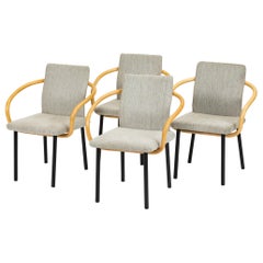 Vierer-Set Ettore Sottsass für Knoll Bamboo Mandarin Stühle