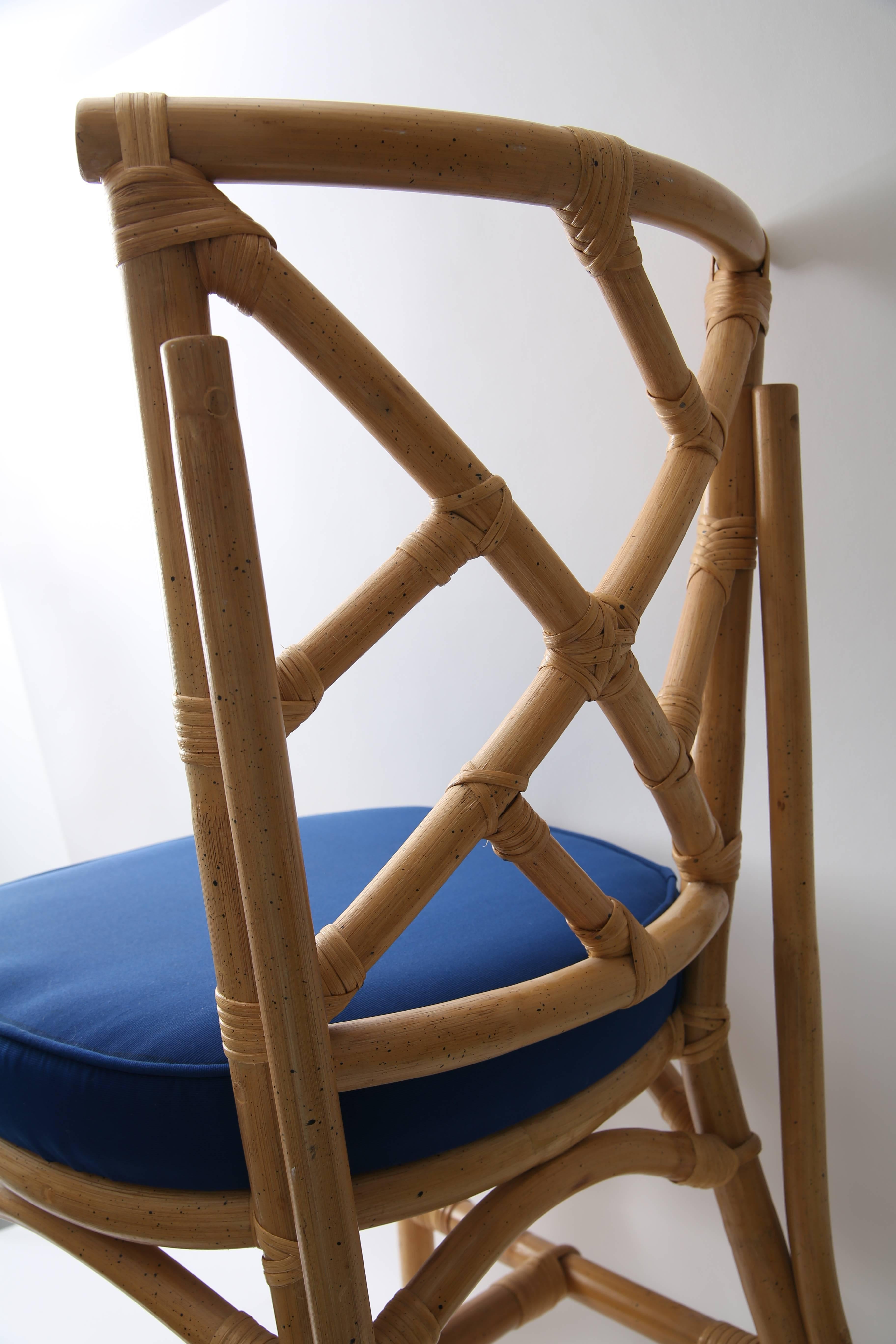 Woven Set of Four Bamboo Side Chairs