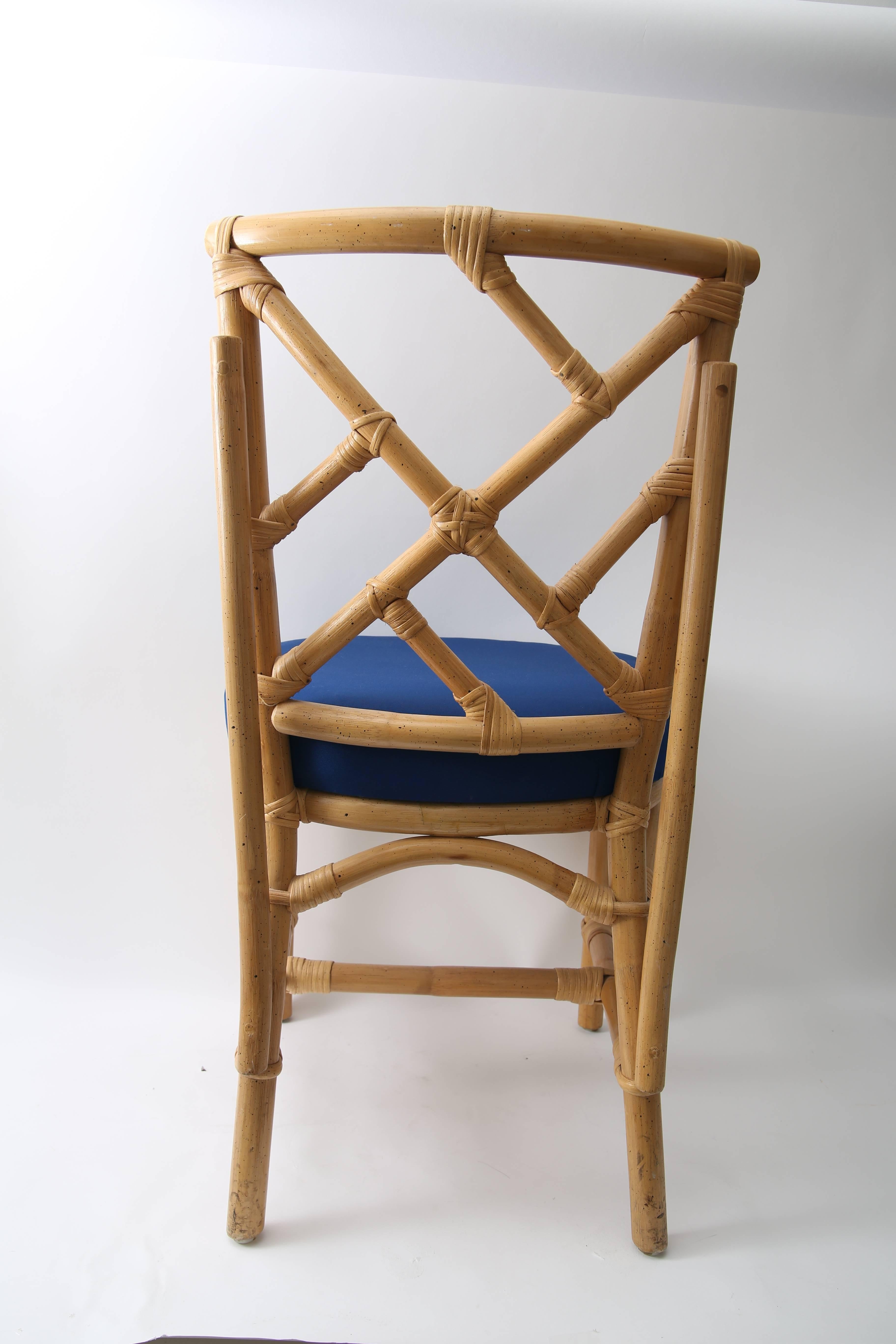Fabric Set of Four Bamboo Side Chairs