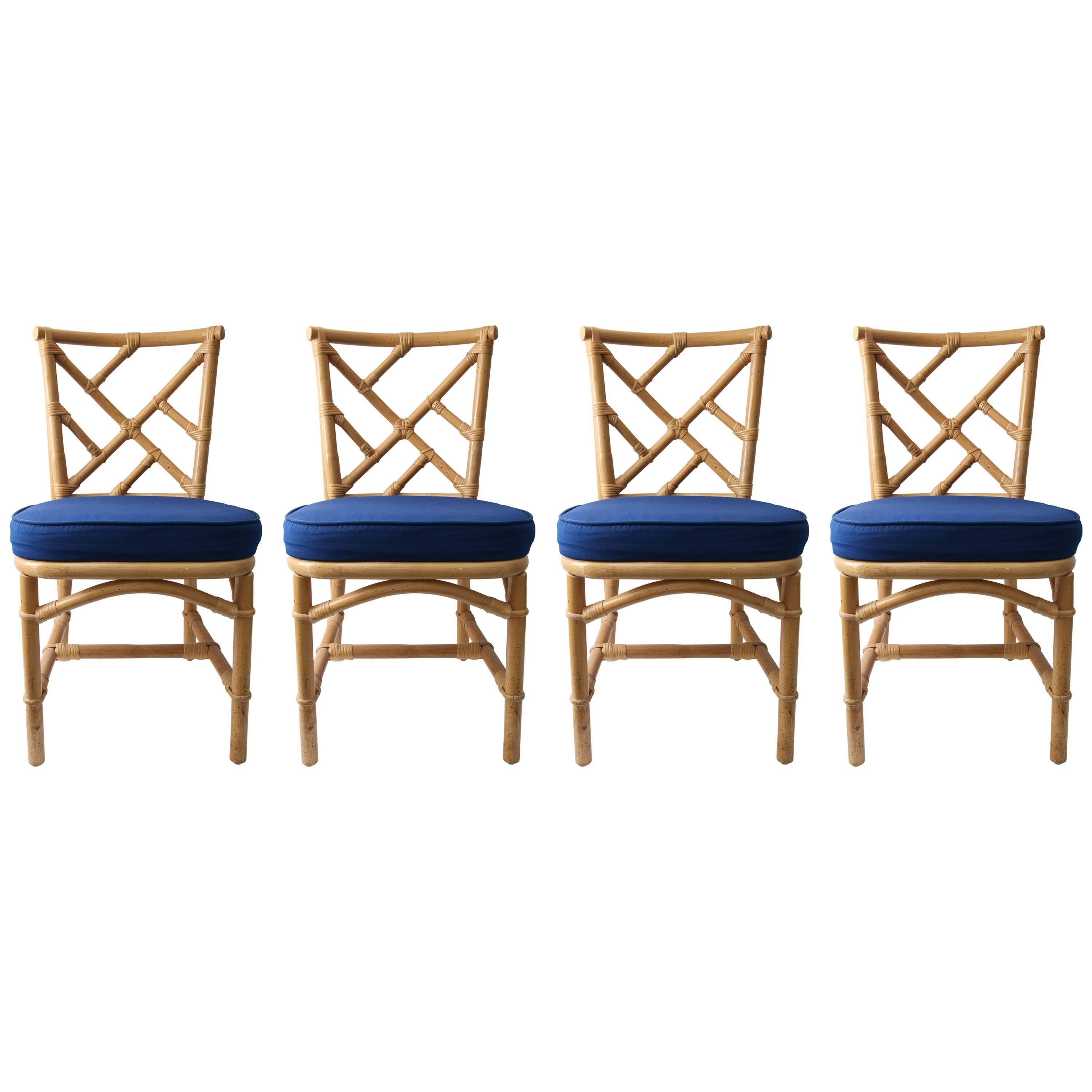 Set of Four Bamboo Side Chairs