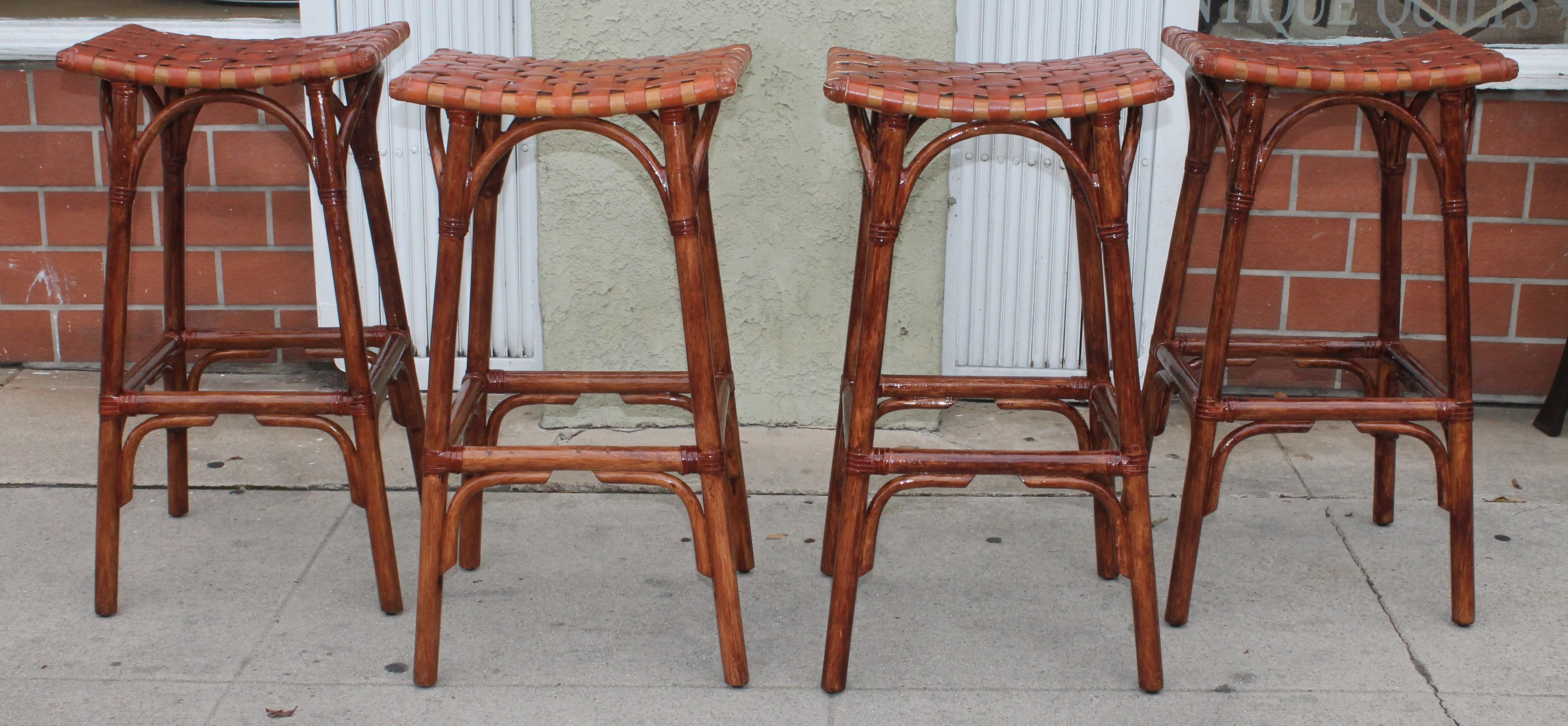 American Set of Four Bamboo Stools
