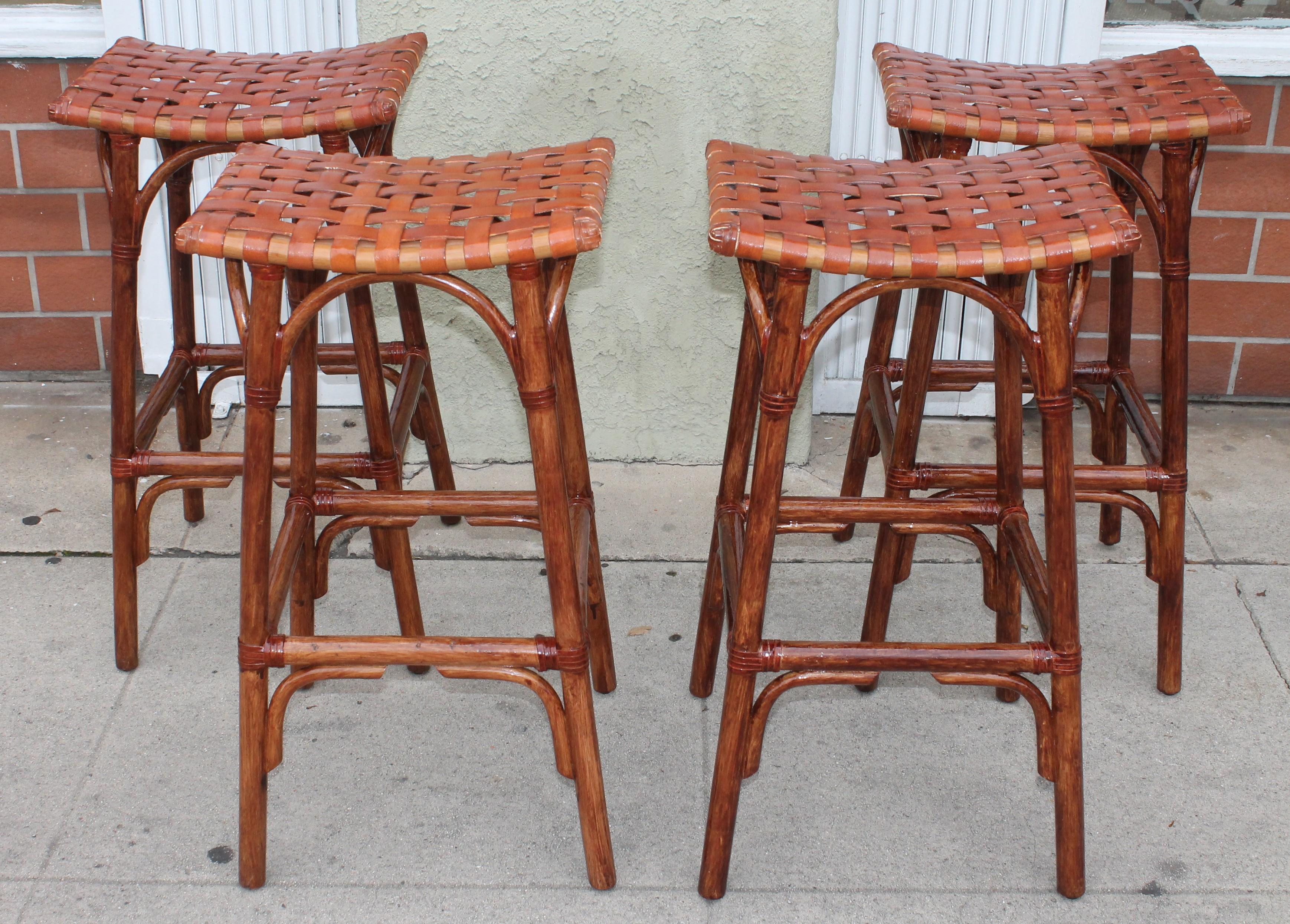20th Century Set of Four Bamboo Stools