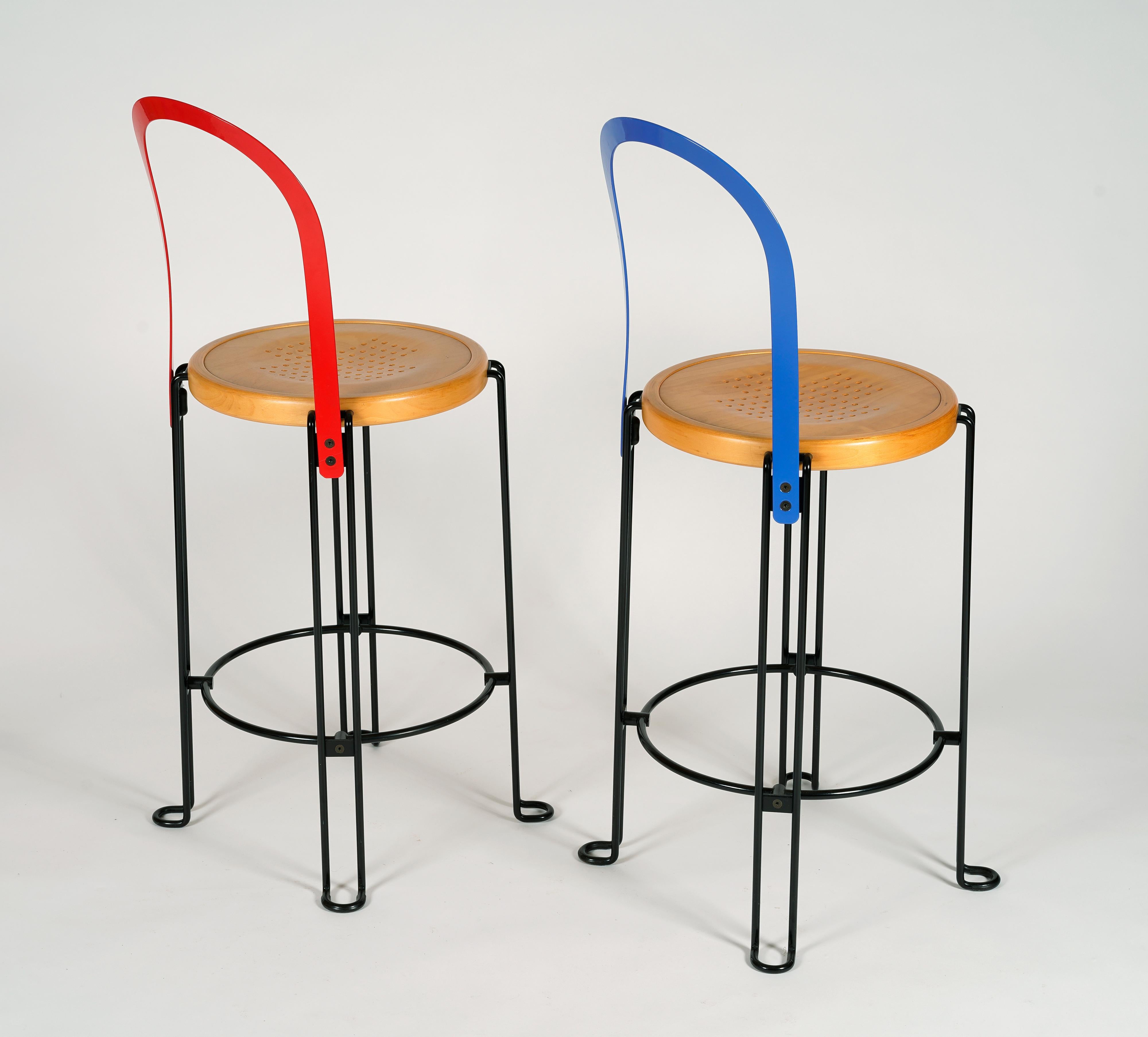 Scandinavian Modern Set of four bar stools designed by Börge Lindau, model 