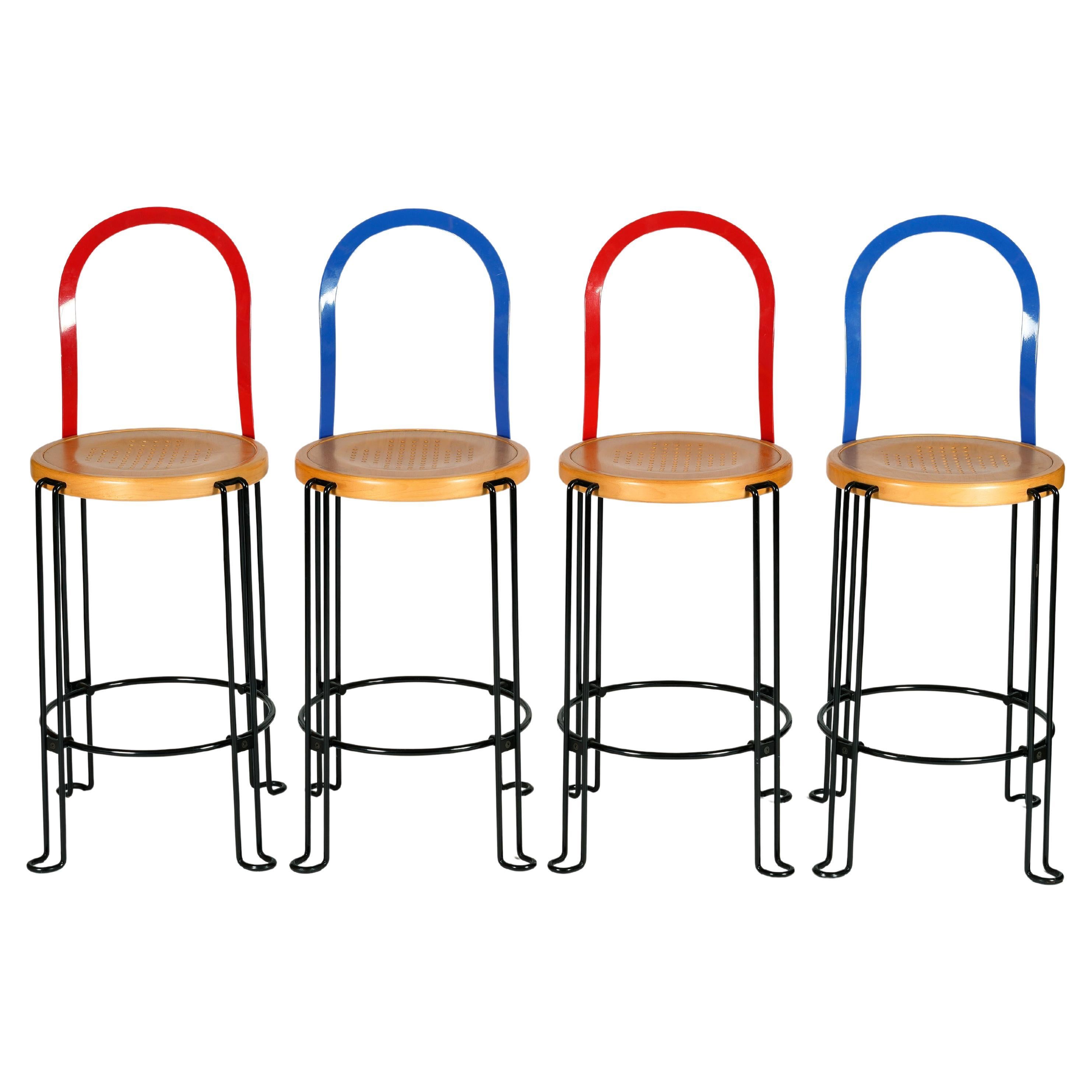 Set of four bar stools designed by Börge Lindau, model "POP", Blå Station