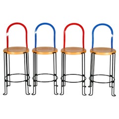 Set of four bar stools designed by Börge Lindau, model "POP", Blå Station