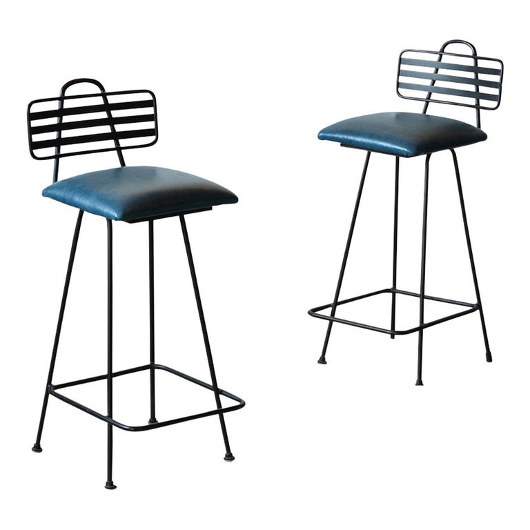 Set of Leather Bar Stools at 1stDibs