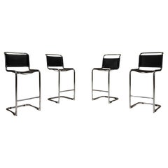 Set Of Four Bar Stools In Aluminum By Marcel Breuer, Italy 1970's