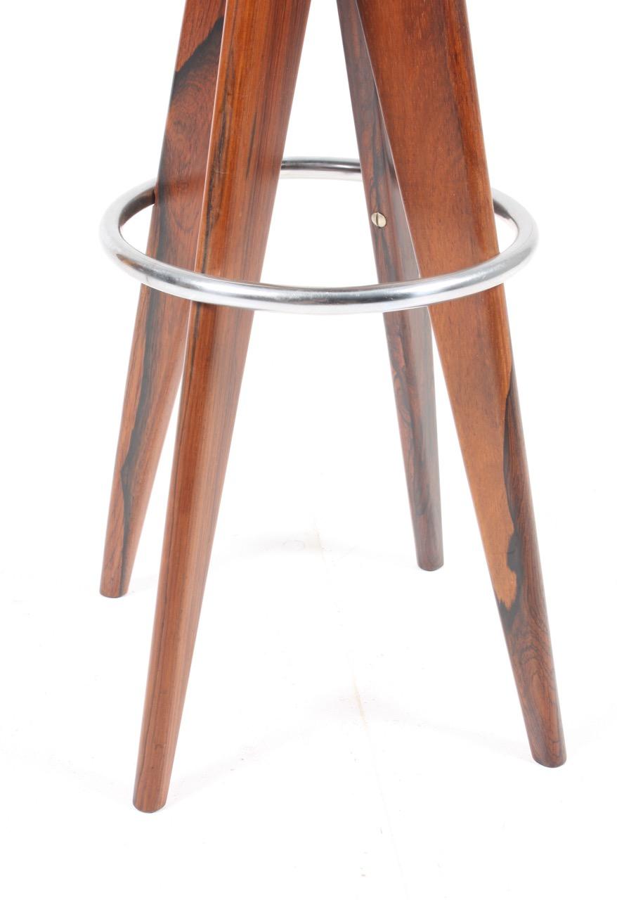 Scandinavian Modern Set of Four Bar Stools in Solid Rosewood