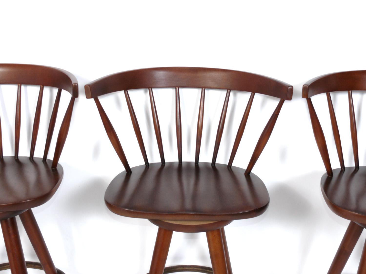 American Set of Four Bar Stools in the Manner of George Nakashima For Sale