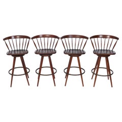 Set of Four Bar Stools in the Manner of George Nakashima