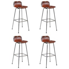 Set of Four Bar Stools Selected by Charlotte Perriand for Les Arcs, circa 1960