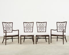 Set of Four Barbara Barry Rattan Script Dining Chairs