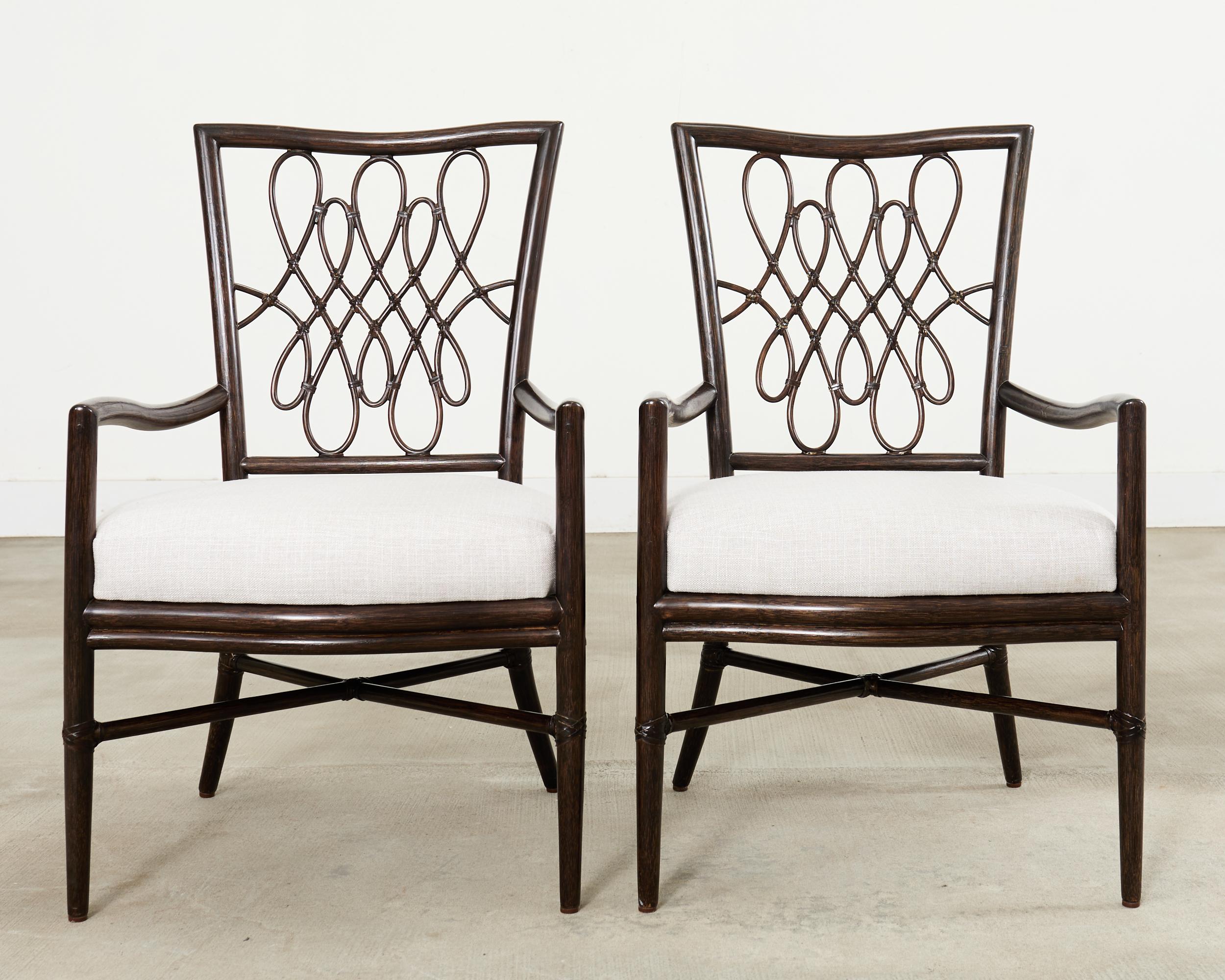 Americano Set di quattro sedie da pranzo in rattan Script di Barbara Barry in vendita