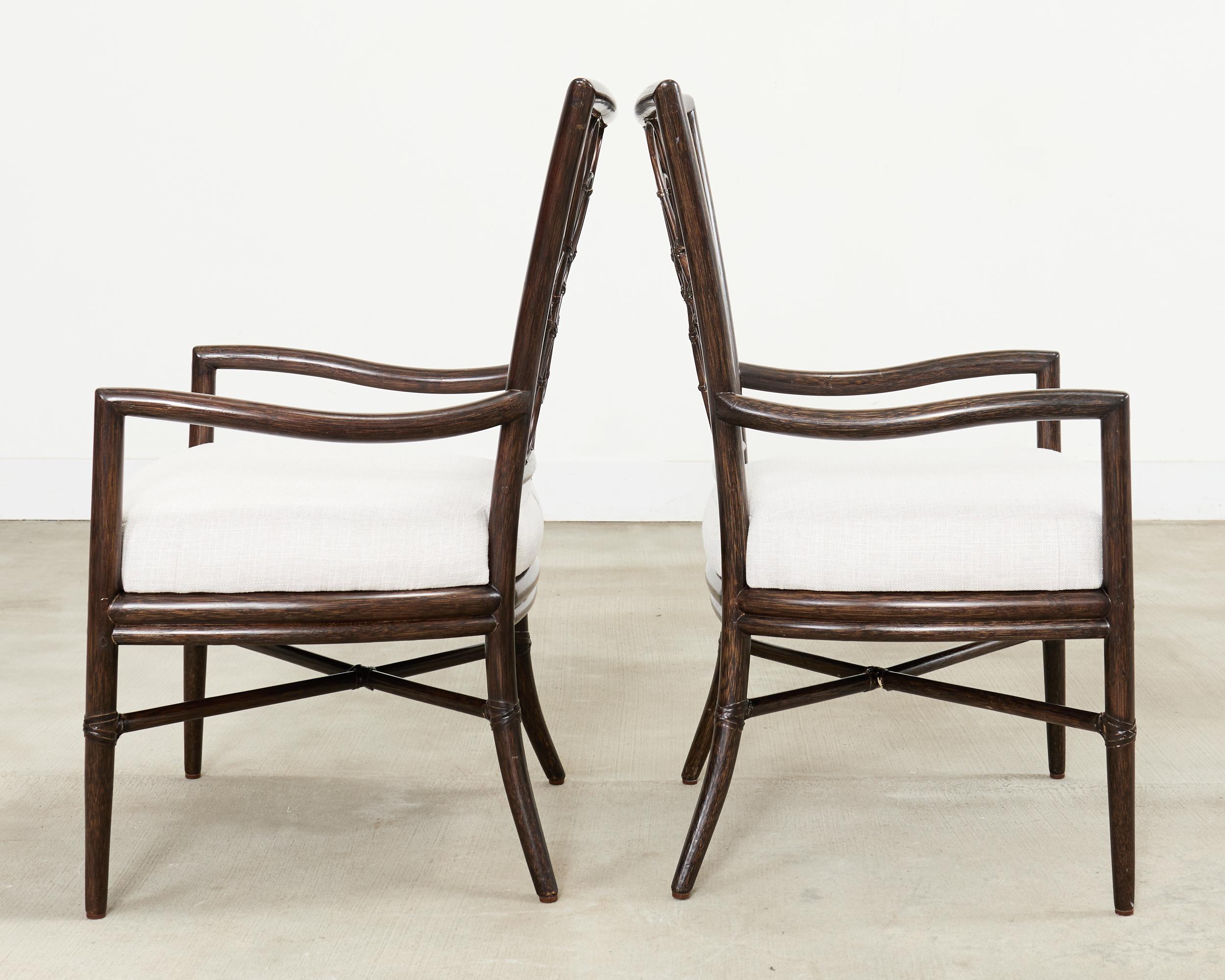 Pelle Set di quattro sedie da pranzo in rattan Script di Barbara Barry in vendita