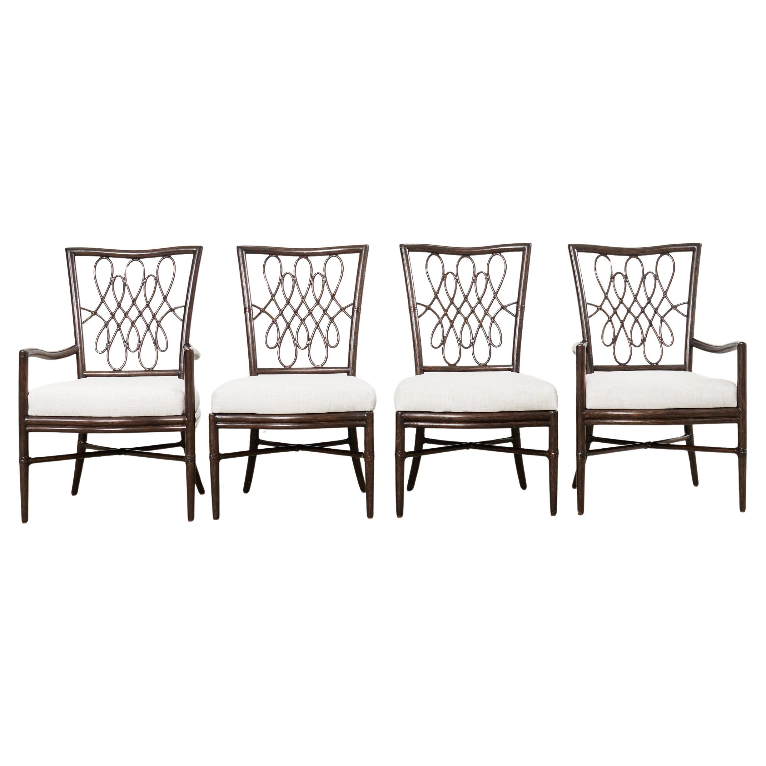 Set di quattro sedie da pranzo in rattan Script di Barbara Barry