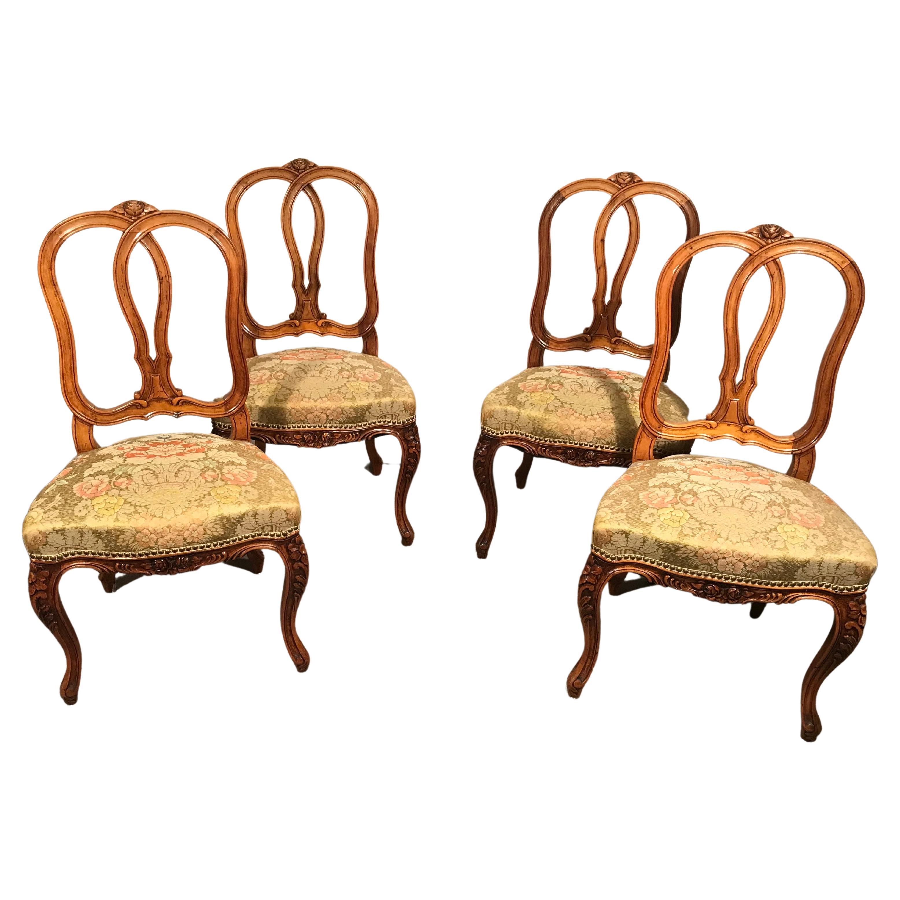 Set of four Baroque Style Armchairs, 19th century For Sale