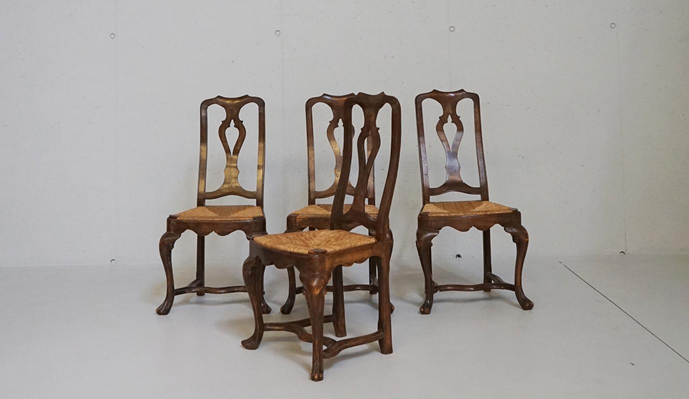 European Set of Four Baroque Style Chairs For Sale