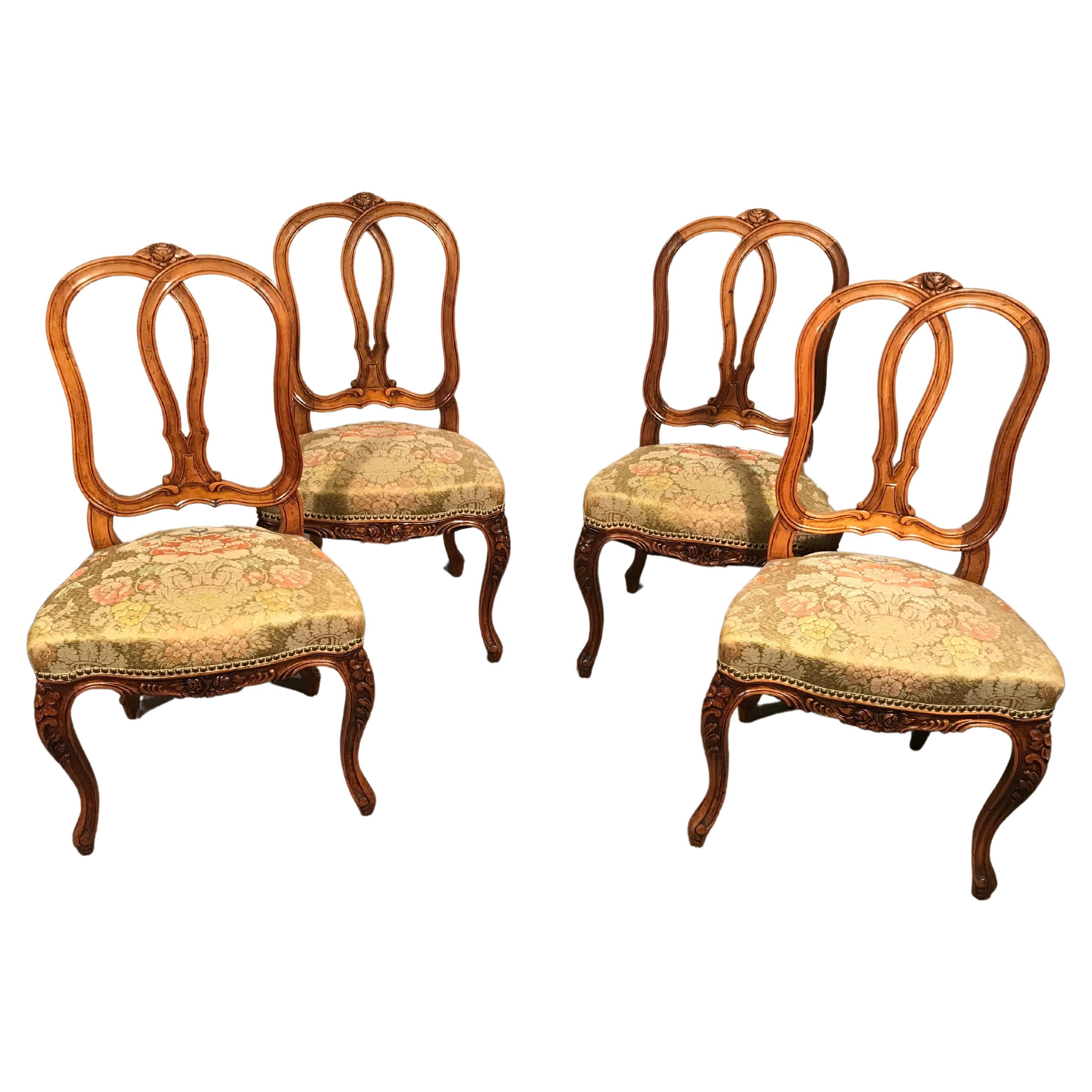 Set of Four Baroque Style Chairs, Germany 19th Century For Sale