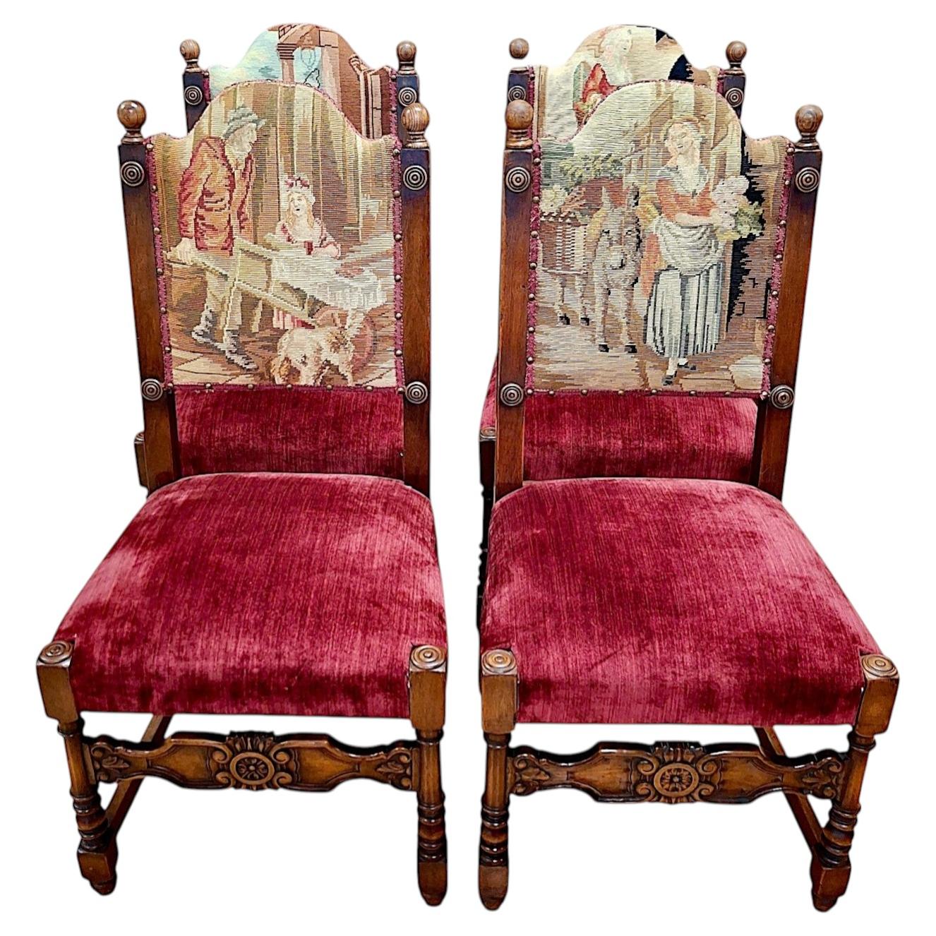 Set of Four Baroque-style Needlepoint Chairs For Sale