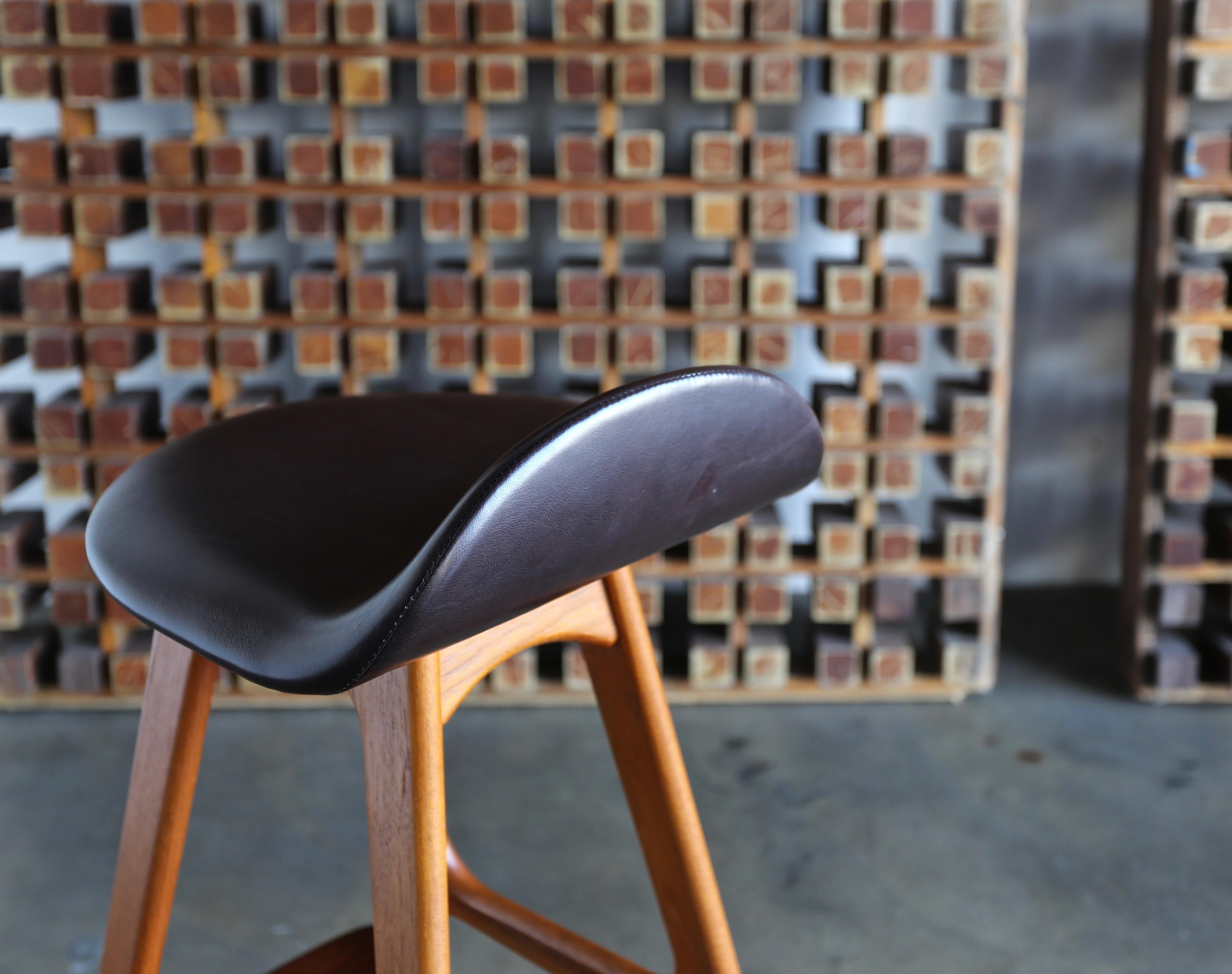 Leather Set of Four Barstools by Erik Buch