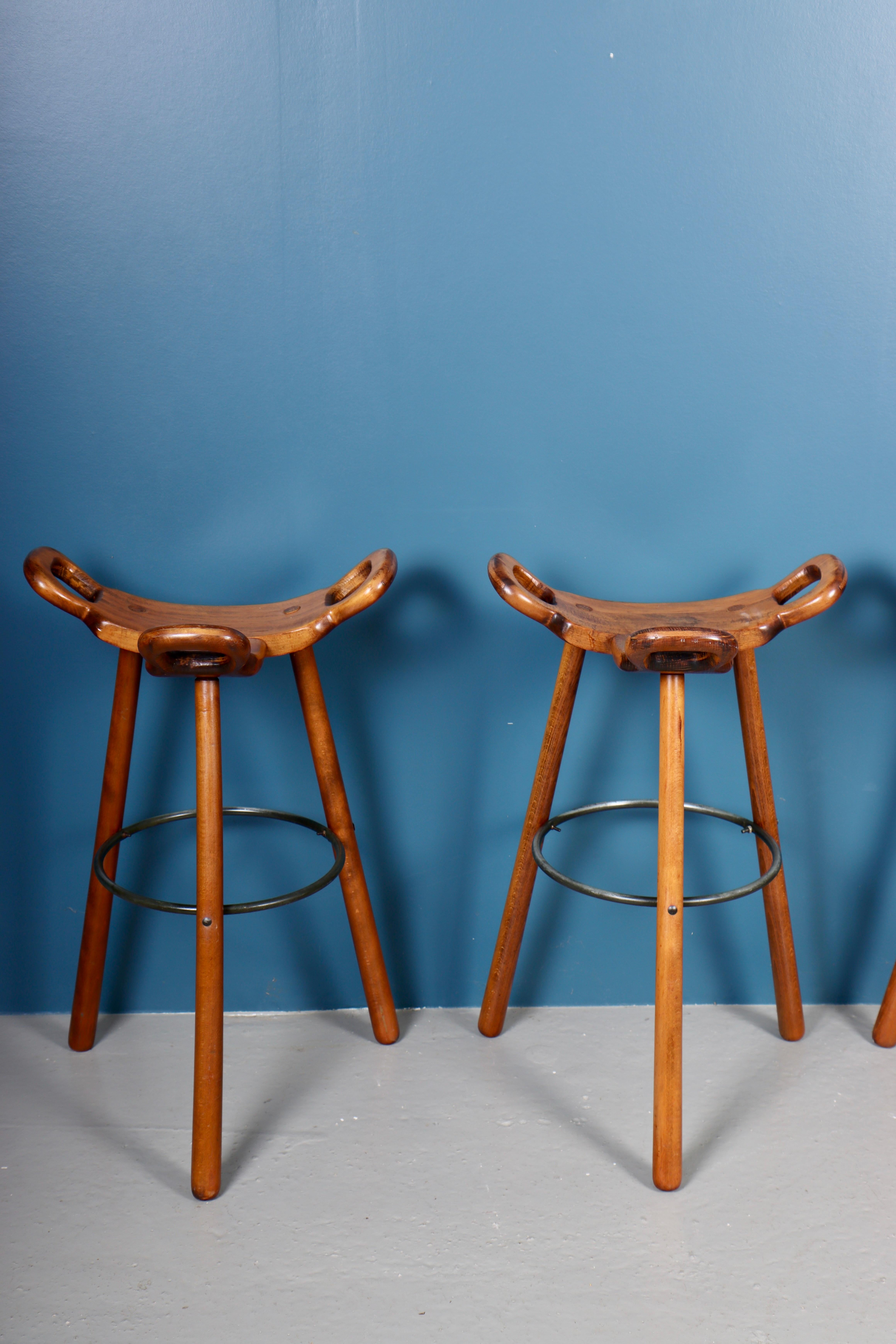 Mid-Century Modern Set of Four Barstools, Made in Spain, 1960s For Sale