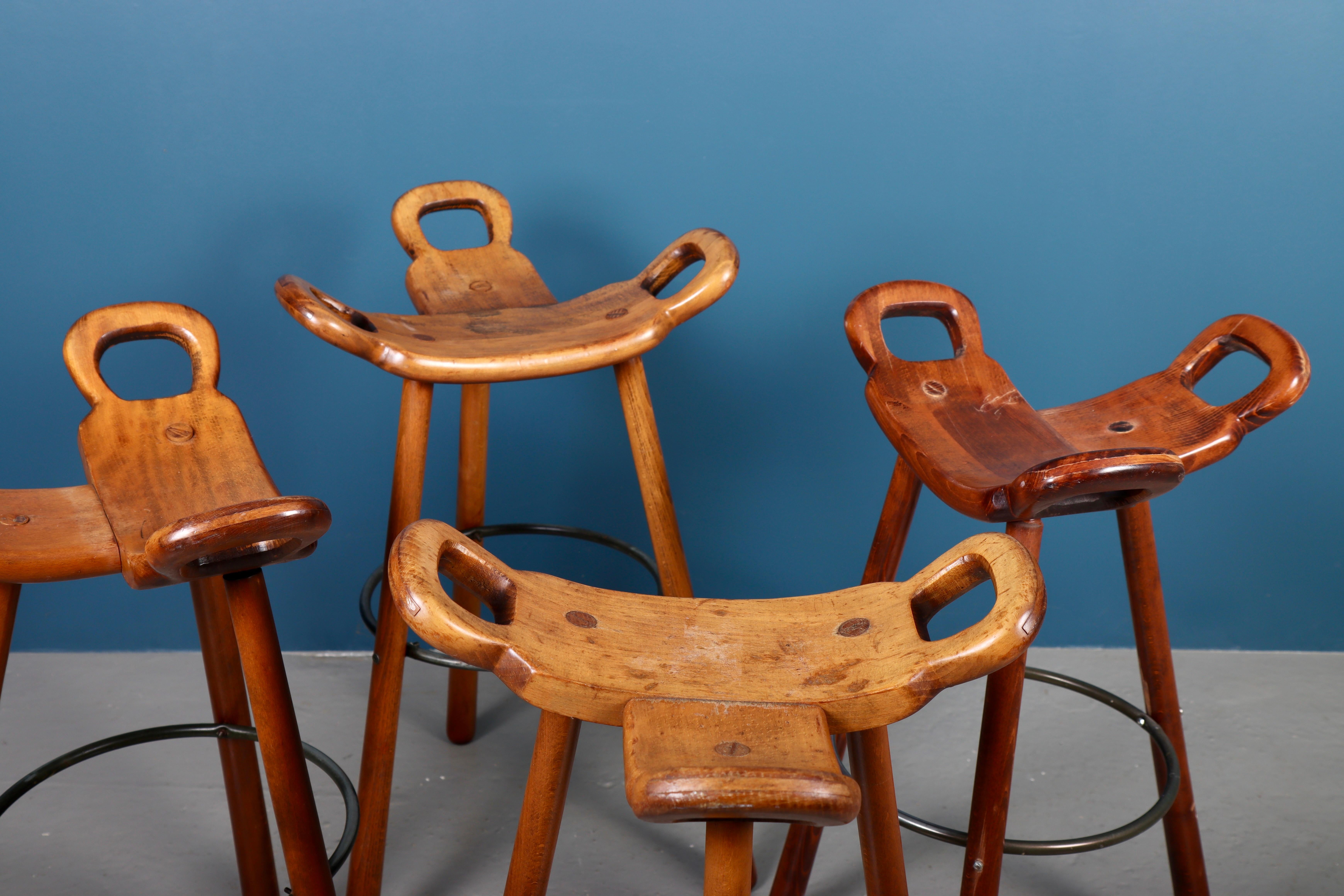 Set of Four Barstools, Made in Spain, 1960s In Good Condition For Sale In Lejre, DK