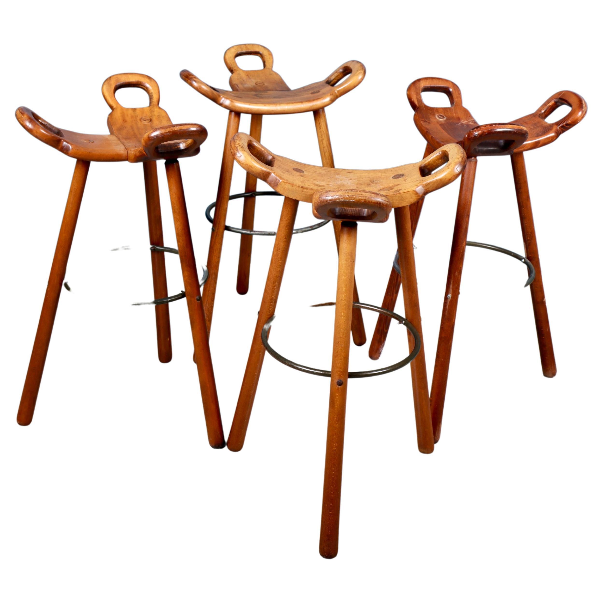 Set of Four Barstools, Made in Spain, 1960s For Sale